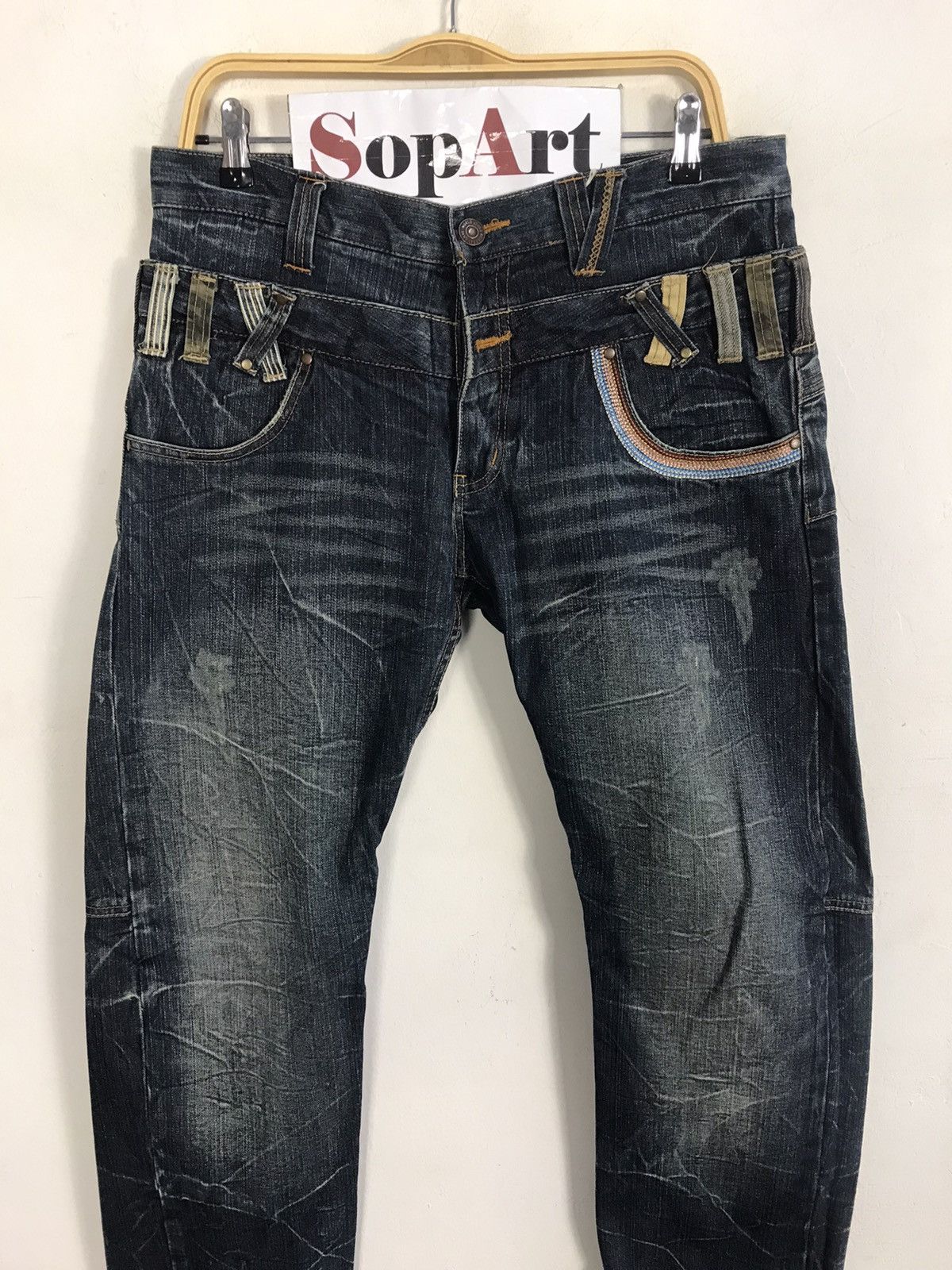 Japanese Brand Vintage Memory Special Double Waist Lightning Design Size US 34 / EU 50 - 3 Thumbnail