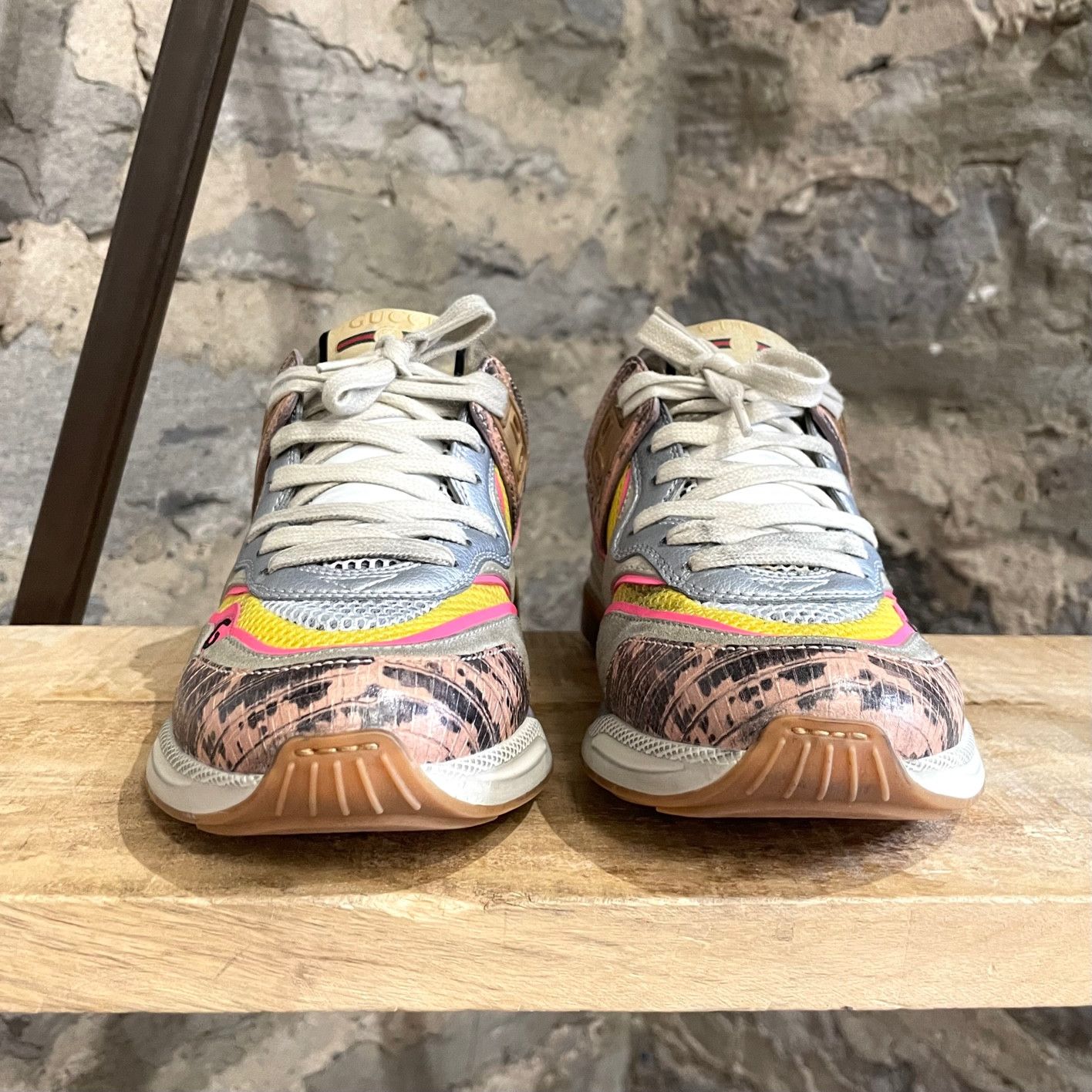 Gucci Gucci Multicolour Pink Distressed Ultrapace Sneakers Size US 7 / IT 37 - 4 Thumbnail