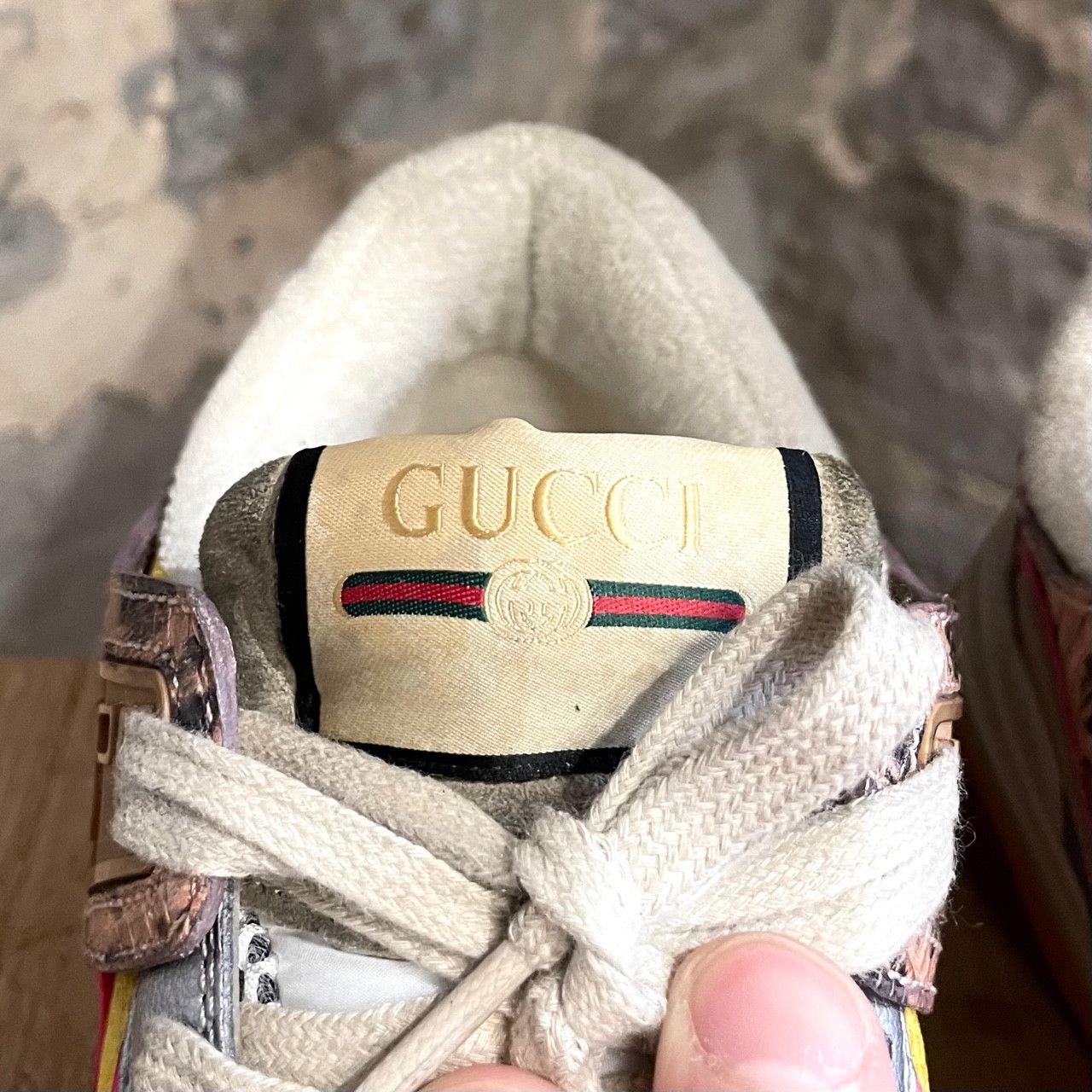 Gucci Gucci Multicolour Pink Distressed Ultrapace Sneakers Size US 7 / IT 37 - 5 Thumbnail