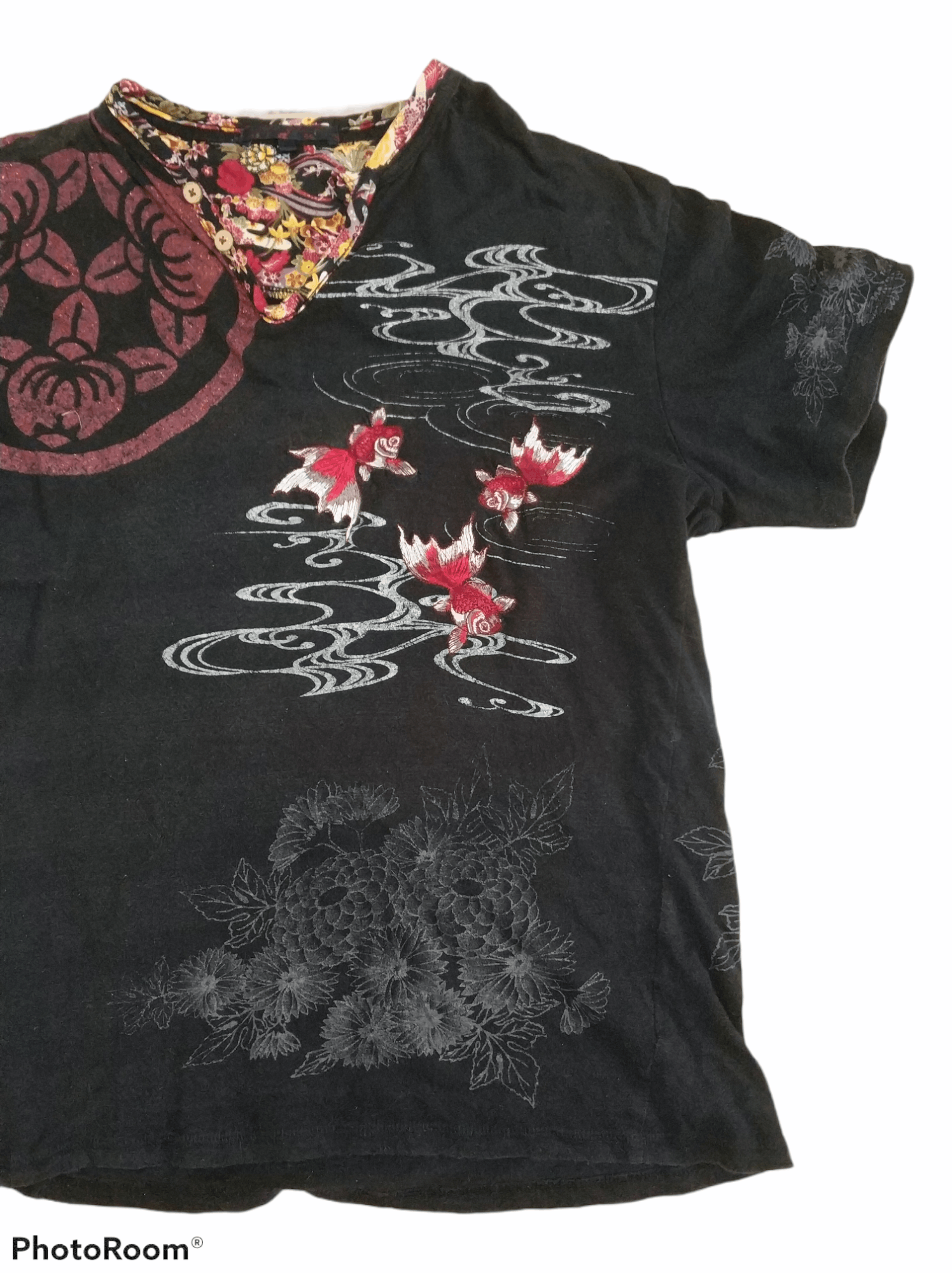 Japanese Brand 🔥Embroidered Koi Fish Overprint Japanese Sukajan Tees Size US M / EU 48-50 / 2 - 6 Thumbnail