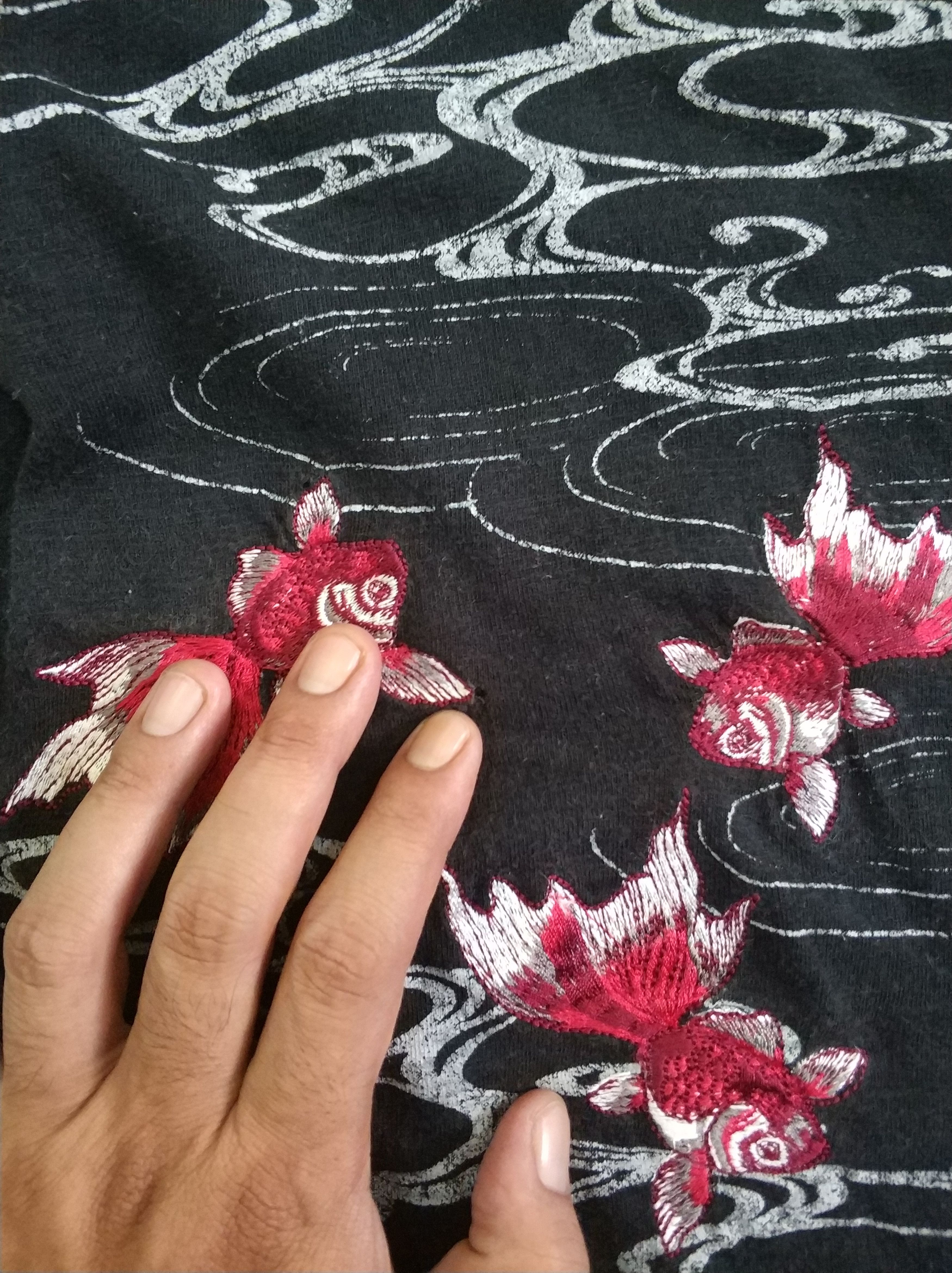 Japanese Brand 🔥Embroidered Koi Fish Overprint Japanese Sukajan Tees Size US M / EU 48-50 / 2 - 3 Thumbnail