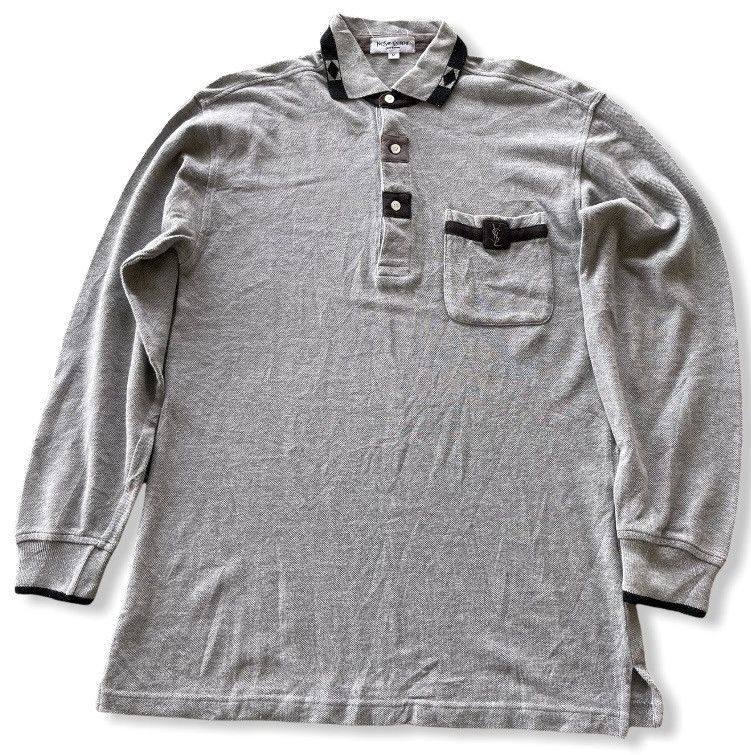 Yves Saint Laurent YVES SAINT LAUREN LONG SLEEVE POLO SHIRT Size US M / EU 48-50 / 2 - 2 Thumbnail