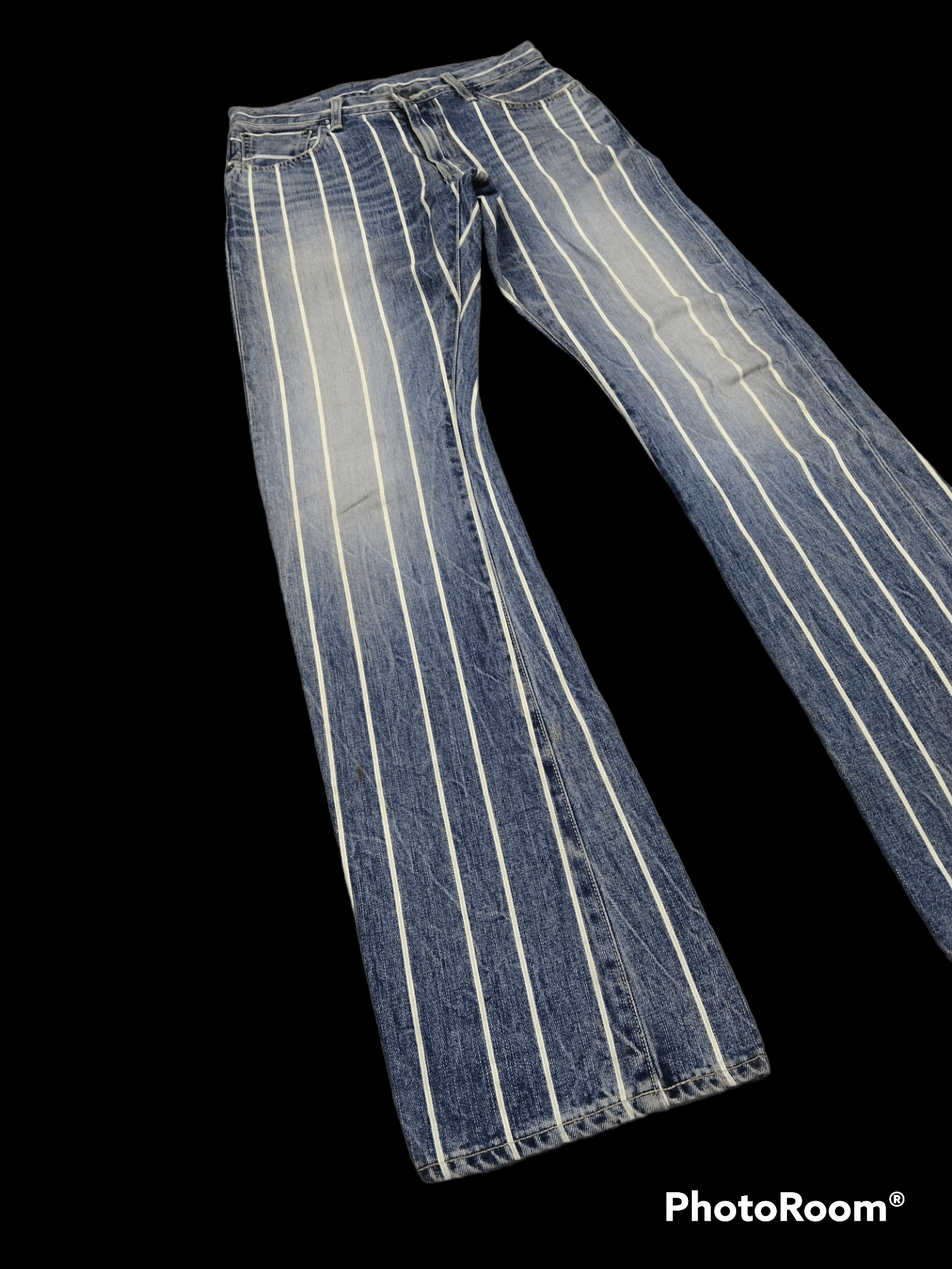 image of Hype x Vintage Flaredistressed Edwin Limited Full Selvedge in Blue Distressed, Men's (Size 29)