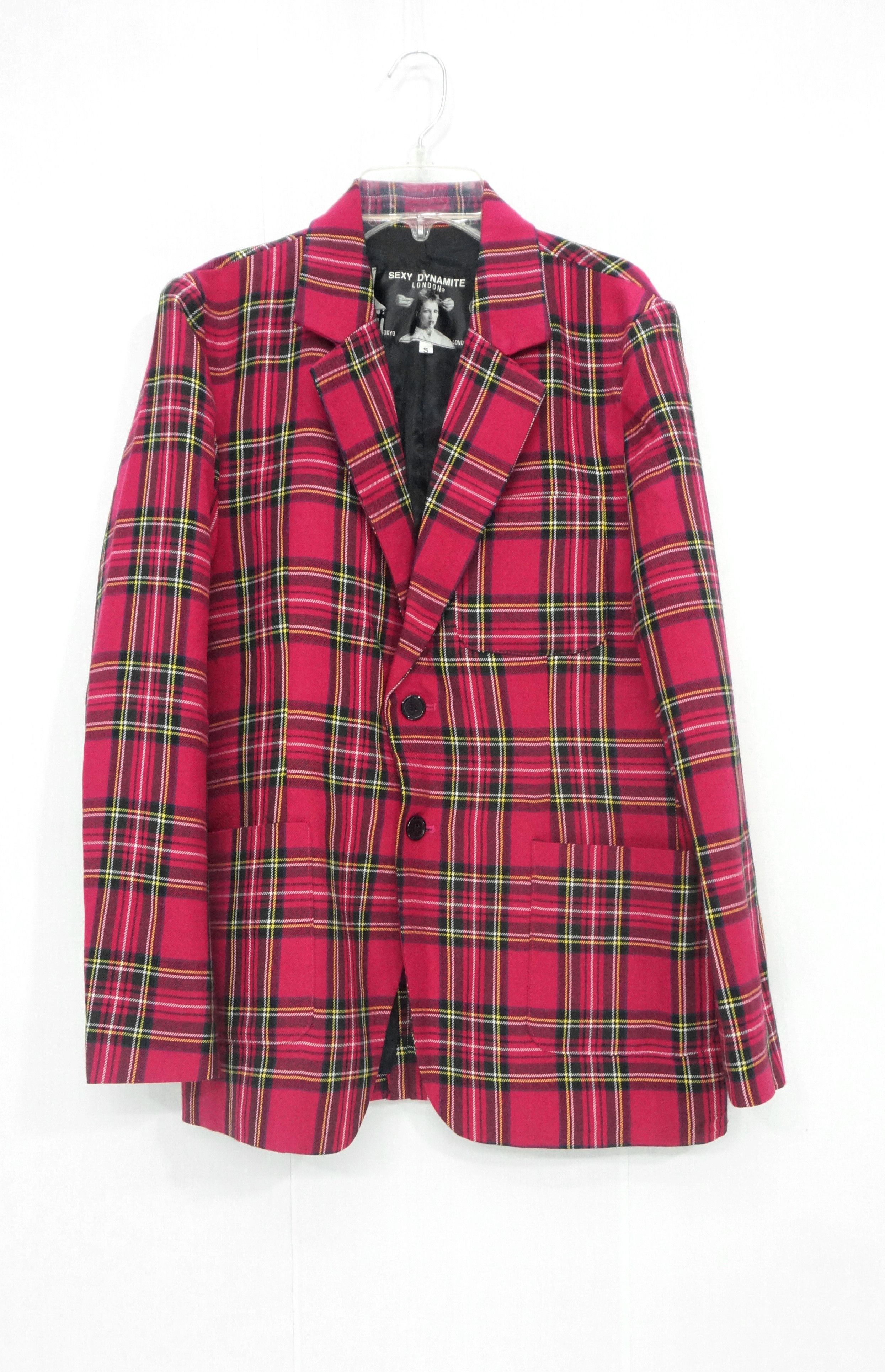 Image of Avant Garde x Seditionaries Sexy Dynamite London Magenta Casual Blazer in Magenta Tartan (Size XS)