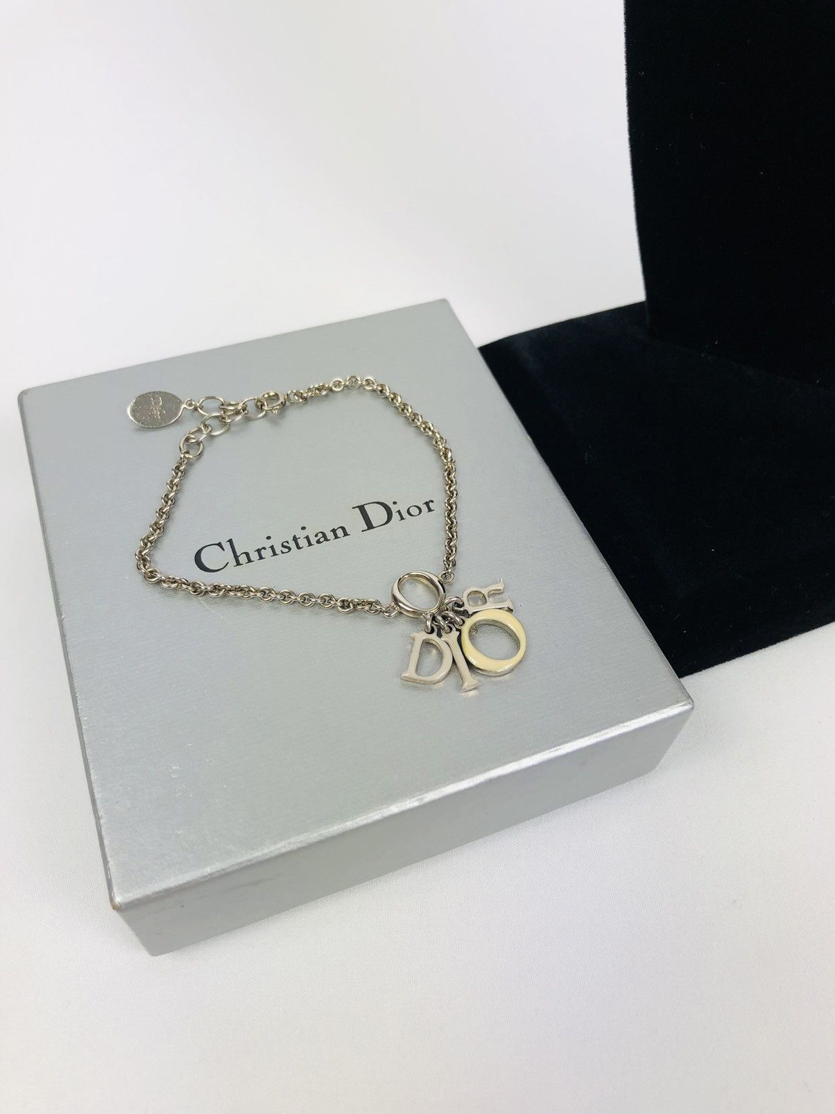 image of Dior Spell Out Bracelet in Silver, Men's