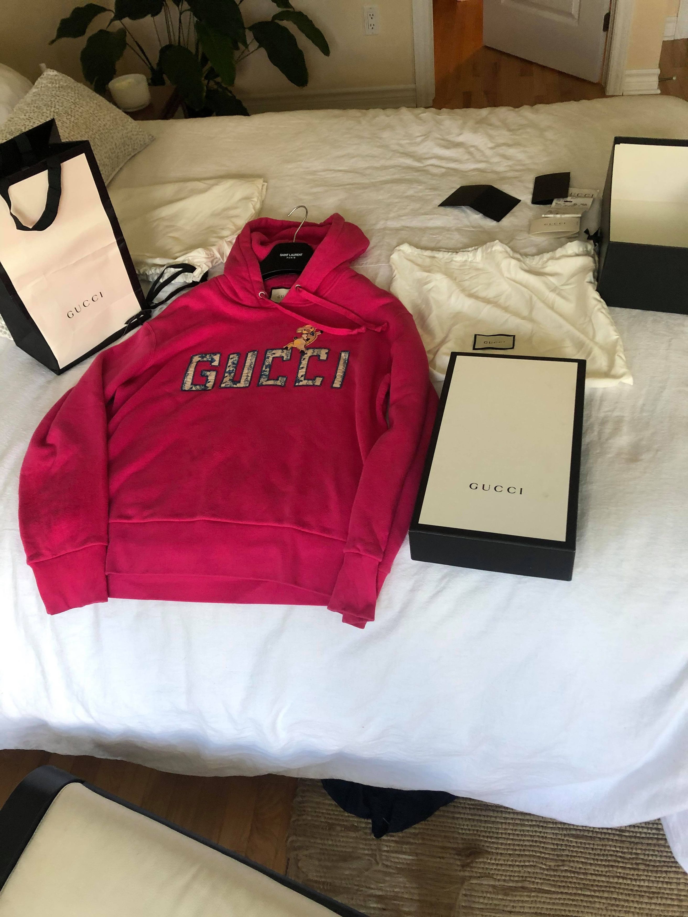 Gucci Gucci Pig Pink Logo Hoodie embroidered size Medium Size US M / EU 48-50 / 2 - 6 Thumbnail