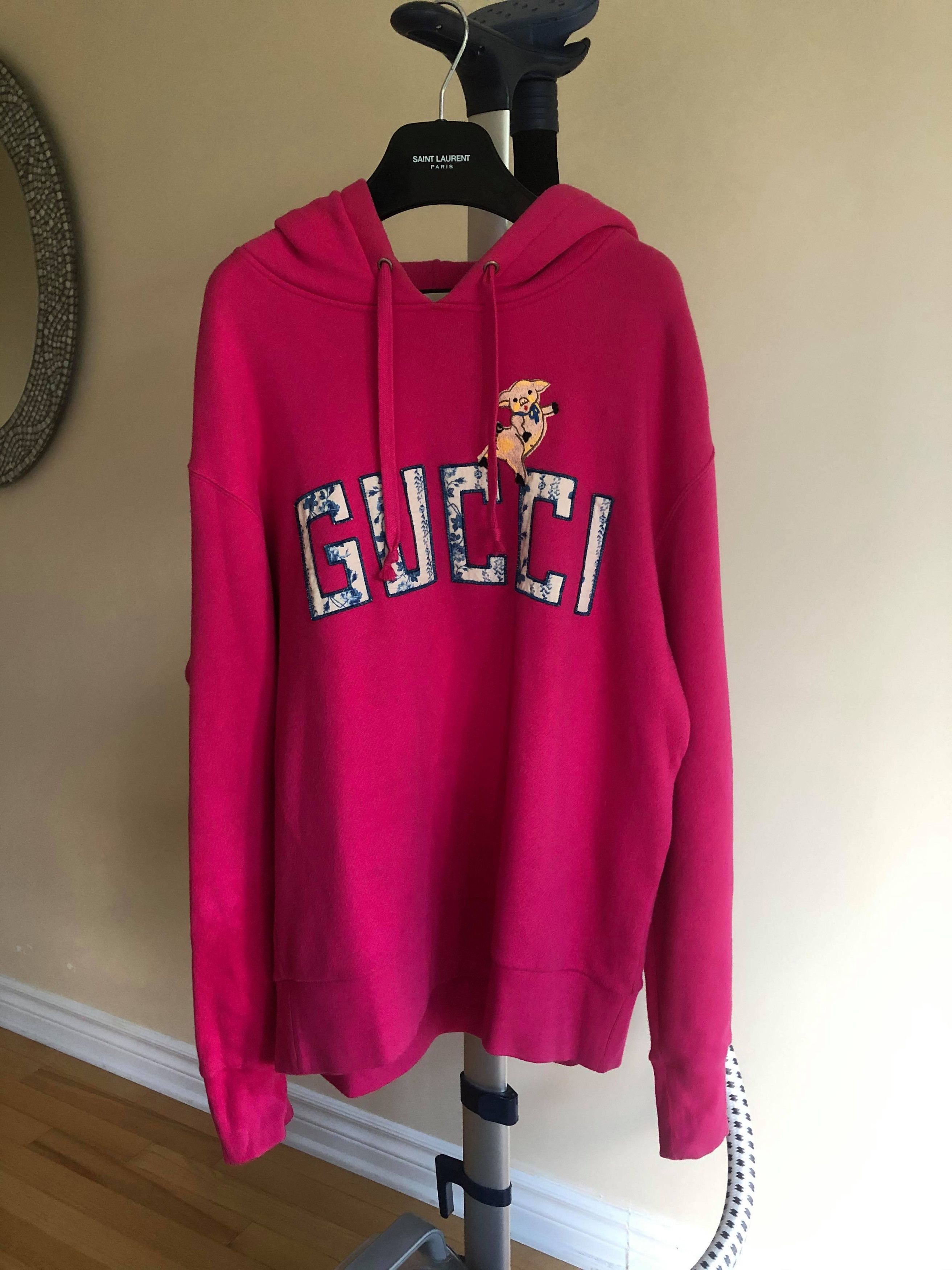 Gucci Gucci Pig Pink Logo Hoodie embroidered size Medium Size US M / EU 48-50 / 2 - 1 Thumbnail