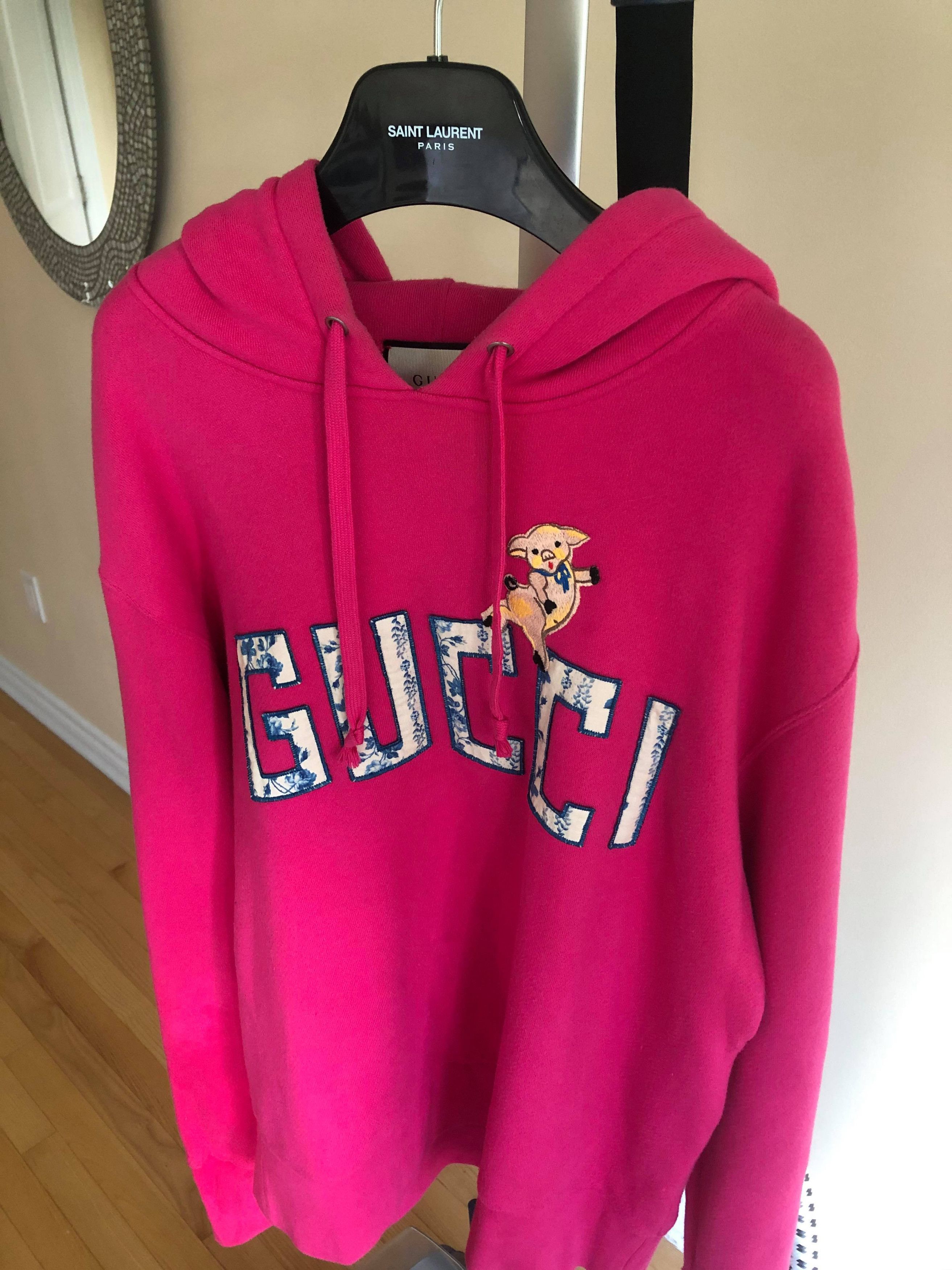 Gucci Gucci Pig Pink Logo Hoodie embroidered size Medium Size US M / EU 48-50 / 2 - 2 Thumbnail