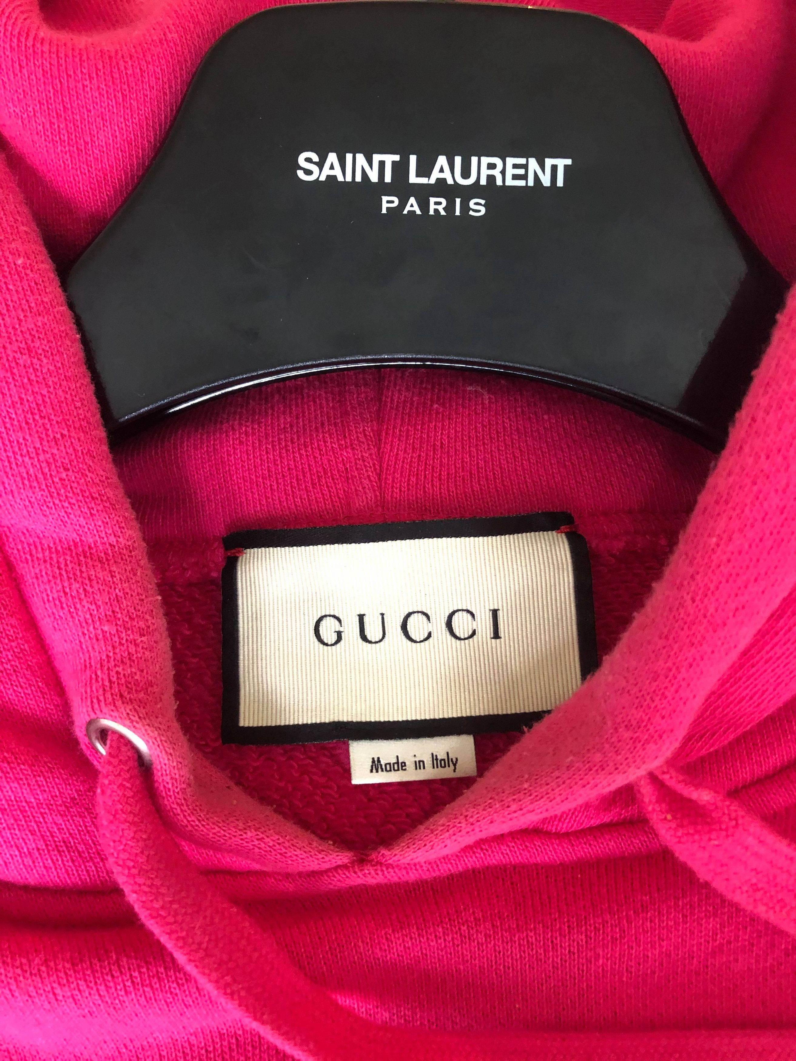 Gucci Gucci Pig Pink Logo Hoodie embroidered size Medium Size US M / EU 48-50 / 2 - 8 Thumbnail