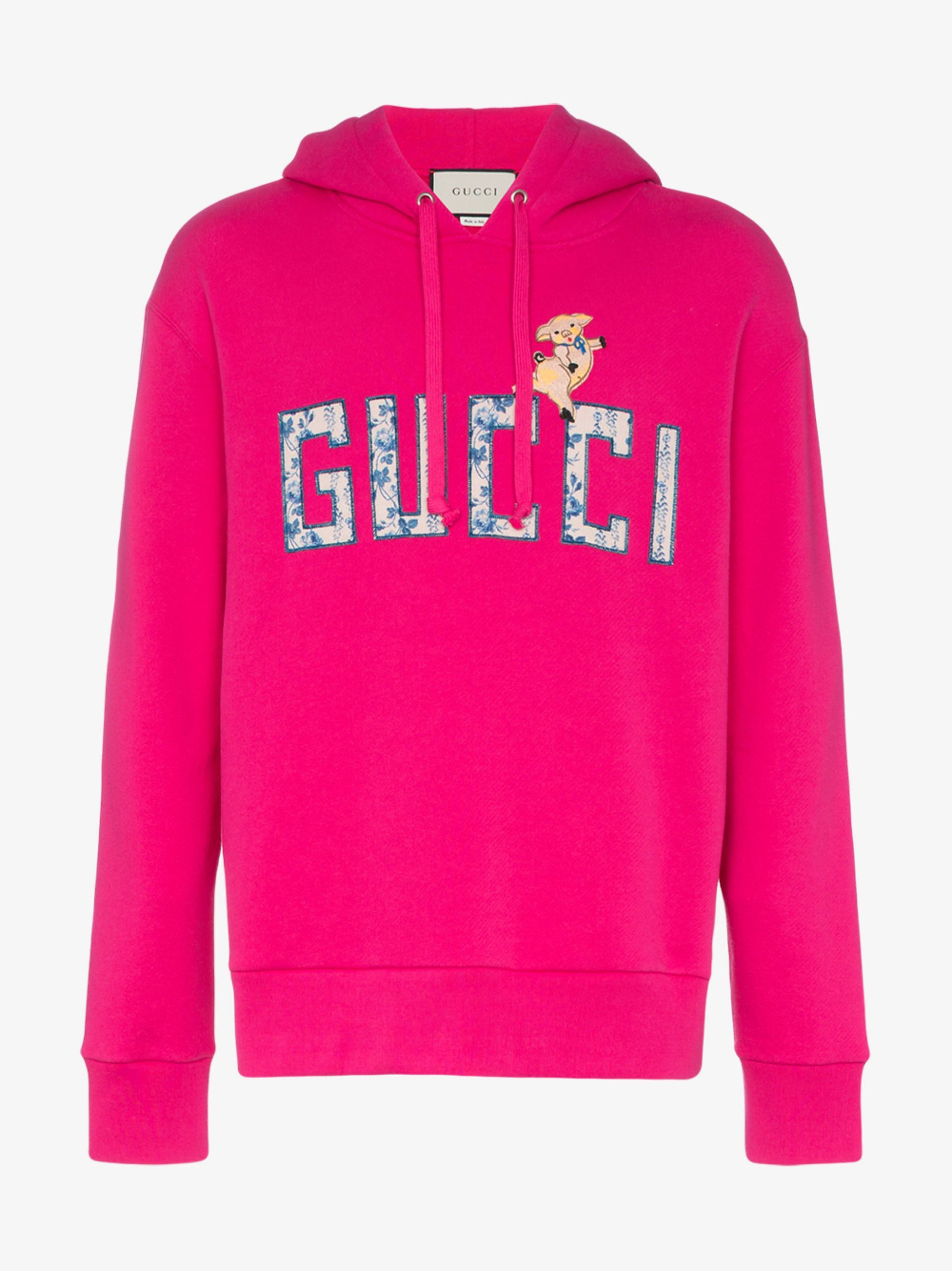 Gucci Gucci Pig Pink Logo Hoodie embroidered size Medium Size US M / EU 48-50 / 2 - 14 Thumbnail