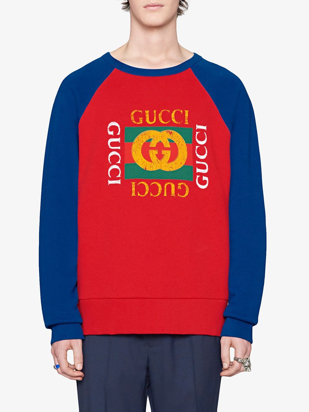 Gucci Gucci Colorblock logo crewneck sweater size Large Size US L / EU 52-54 / 3 - 17 Thumbnail
