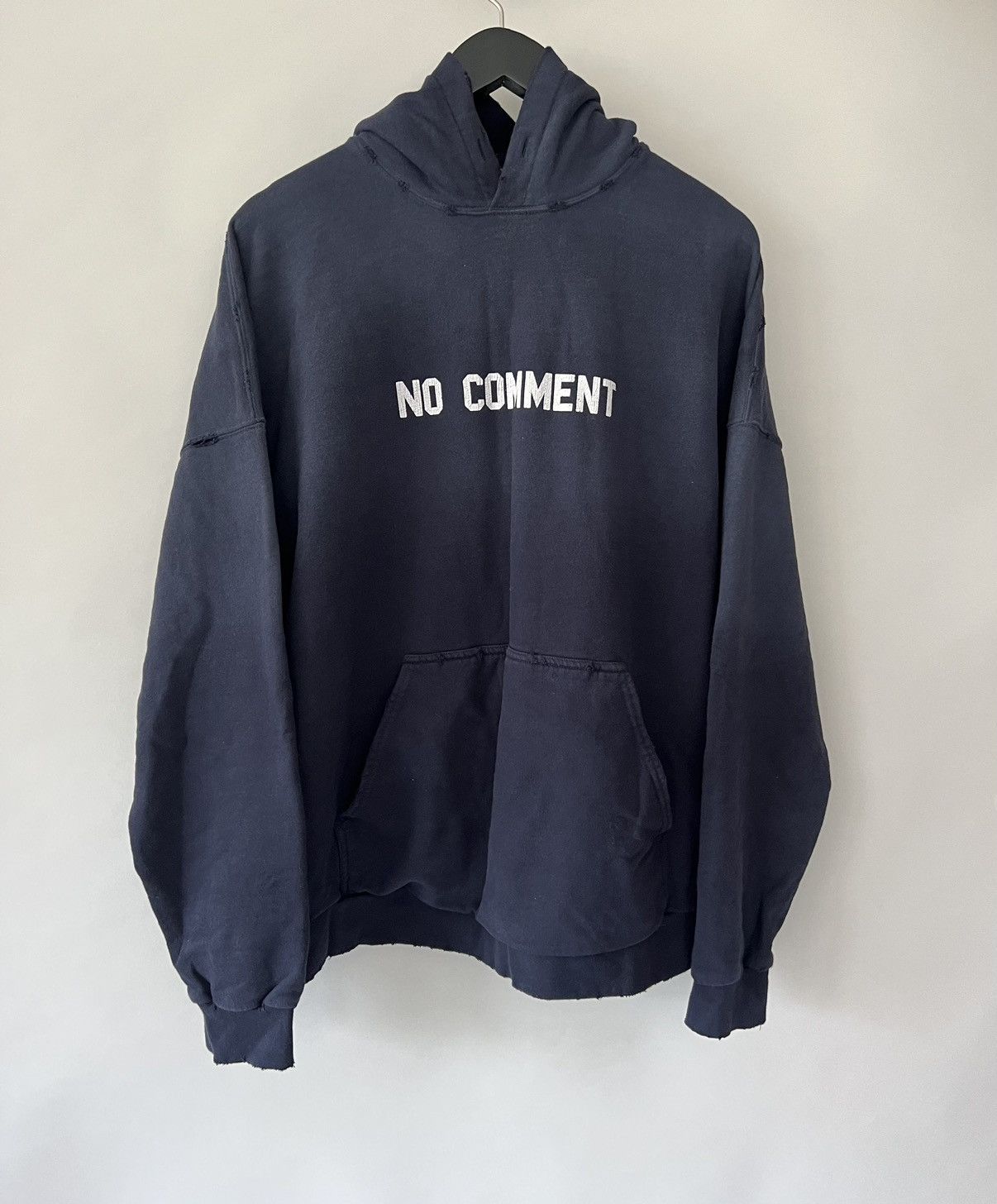 image of Balenciaga No Comment Hoodie Wide Fit in Navy, Men's (Size Medium)