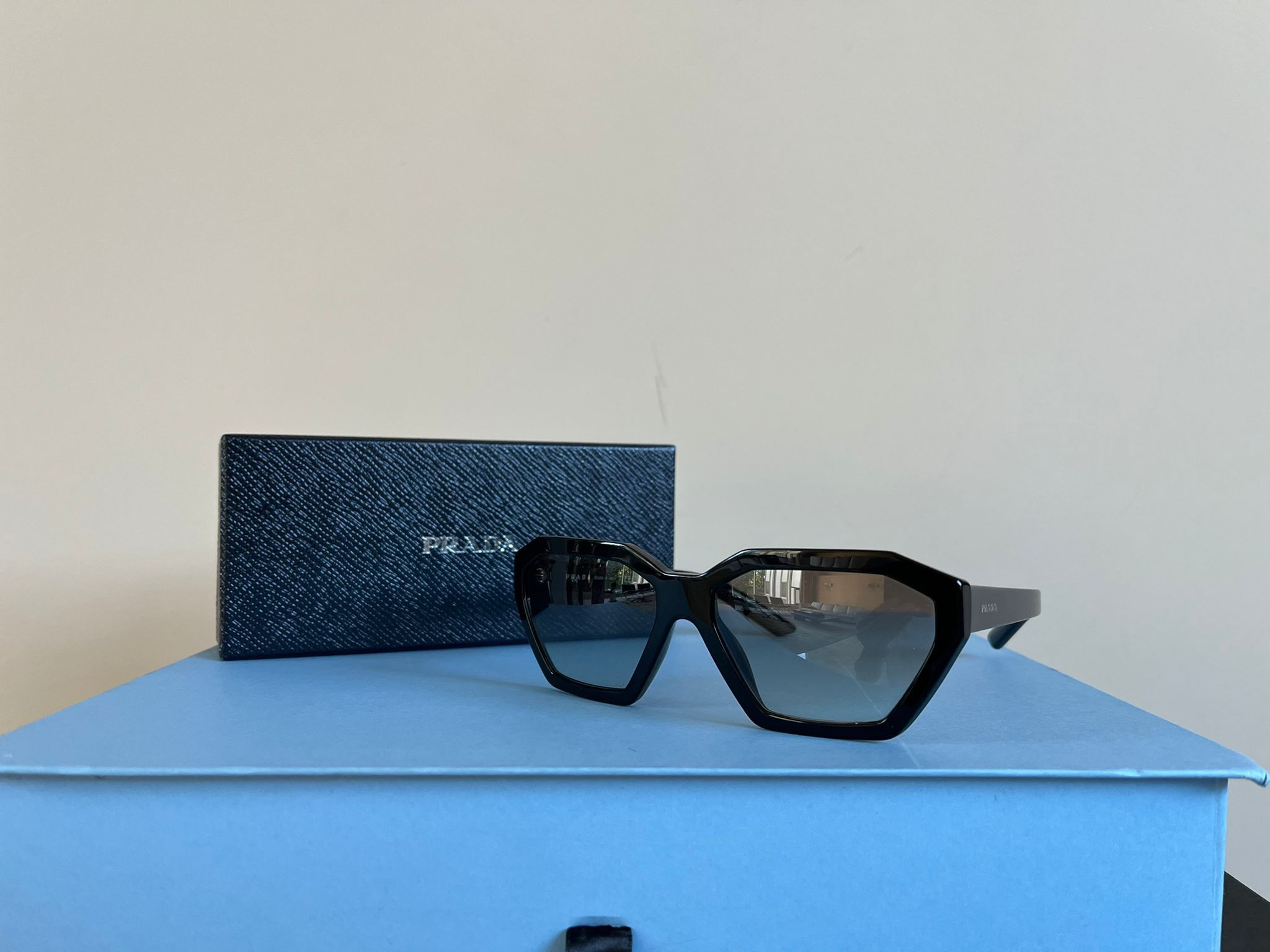Prada Hexagon Shaped Sunglasses in Black Size ONE SIZE - 1 Thumbnail