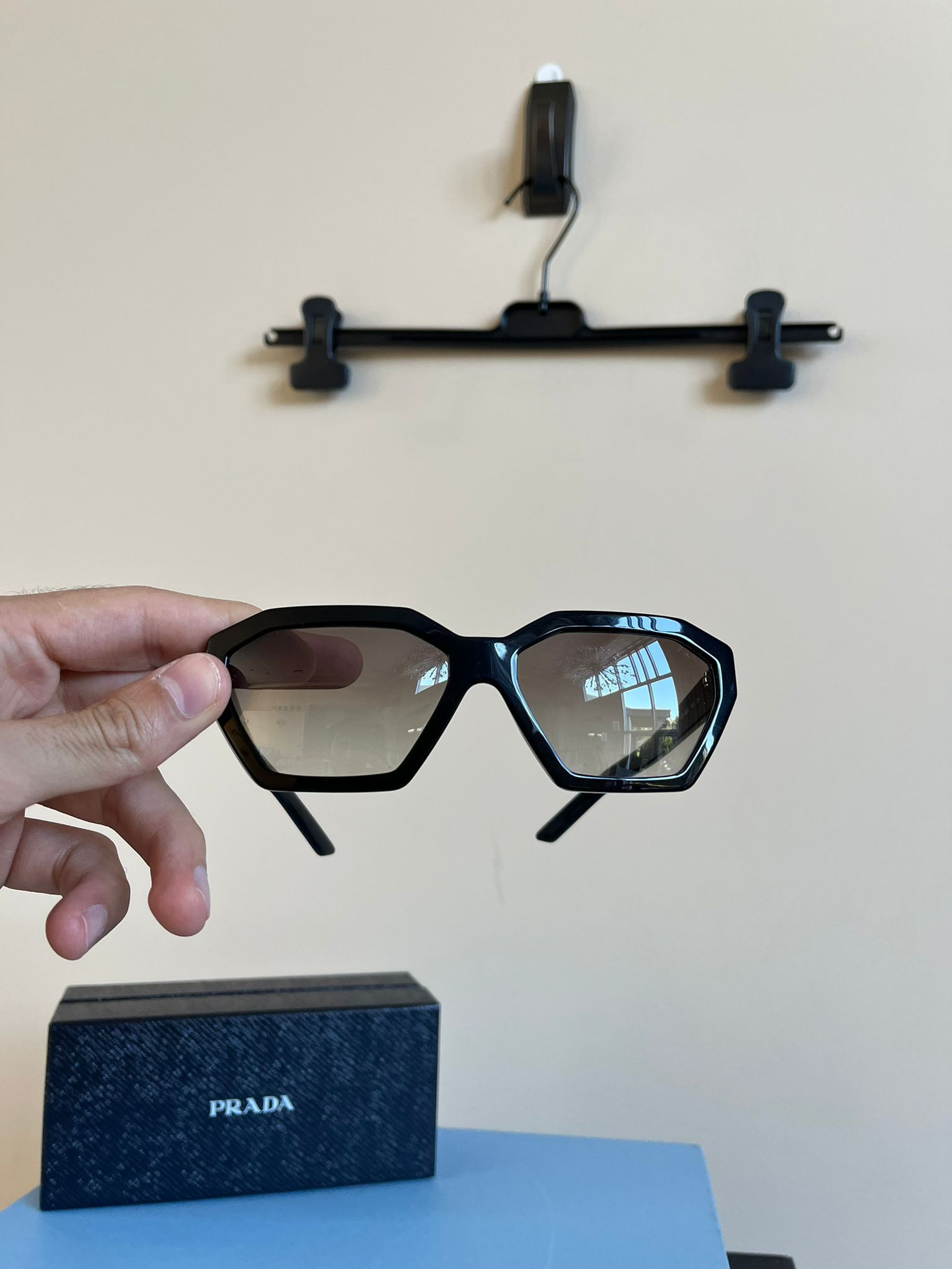 Prada Hexagon Shaped Sunglasses in Black Size ONE SIZE - 7 Thumbnail
