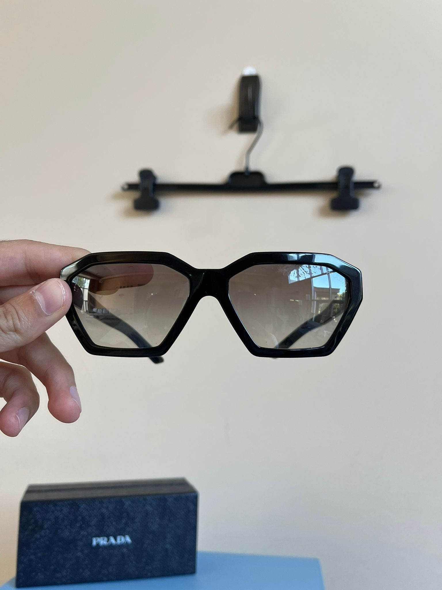 Prada Hexagon Shaped Sunglasses in Black Size ONE SIZE - 6 Thumbnail