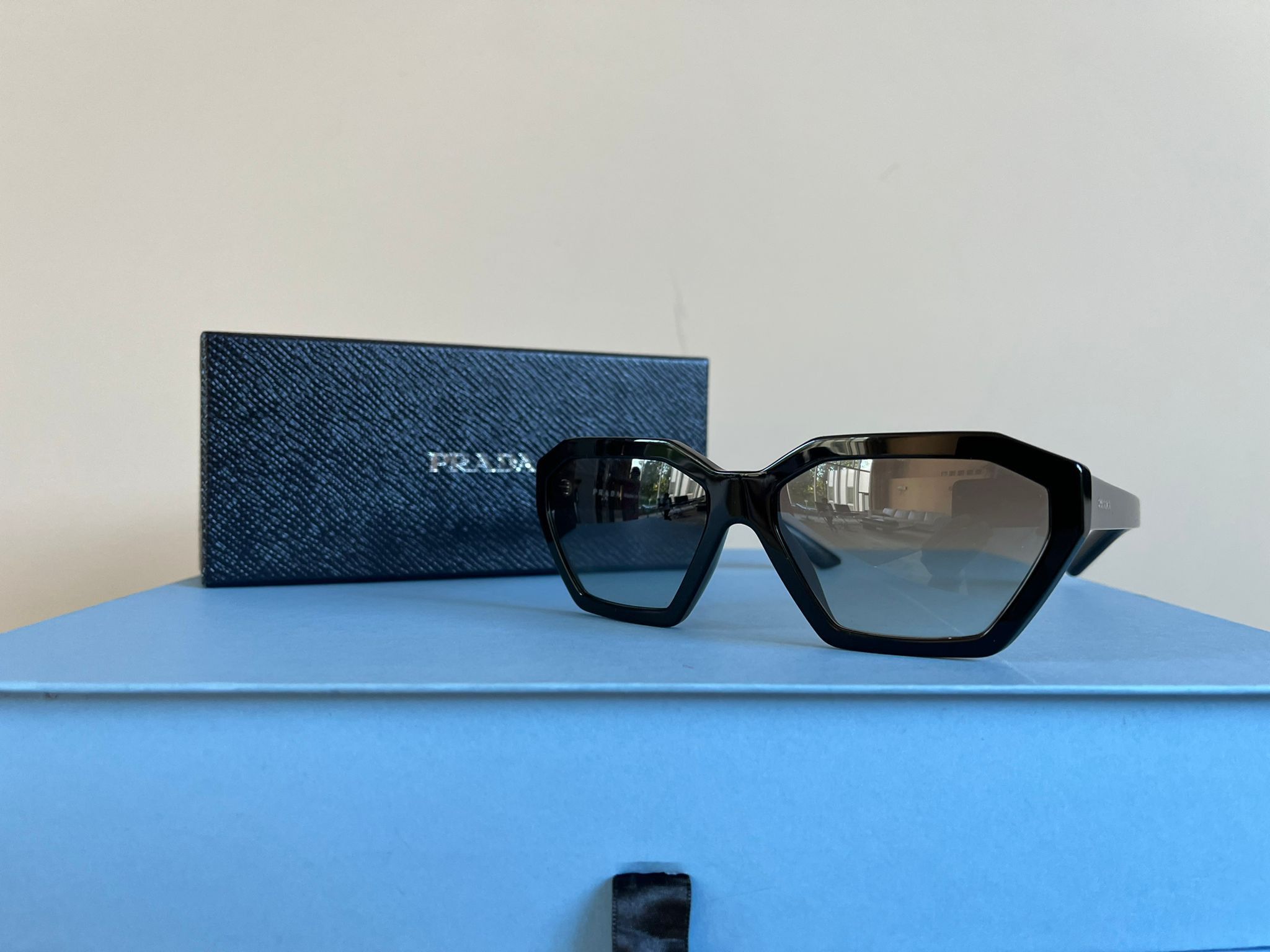 Prada Hexagon Shaped Sunglasses in Black Size ONE SIZE - 3 Thumbnail