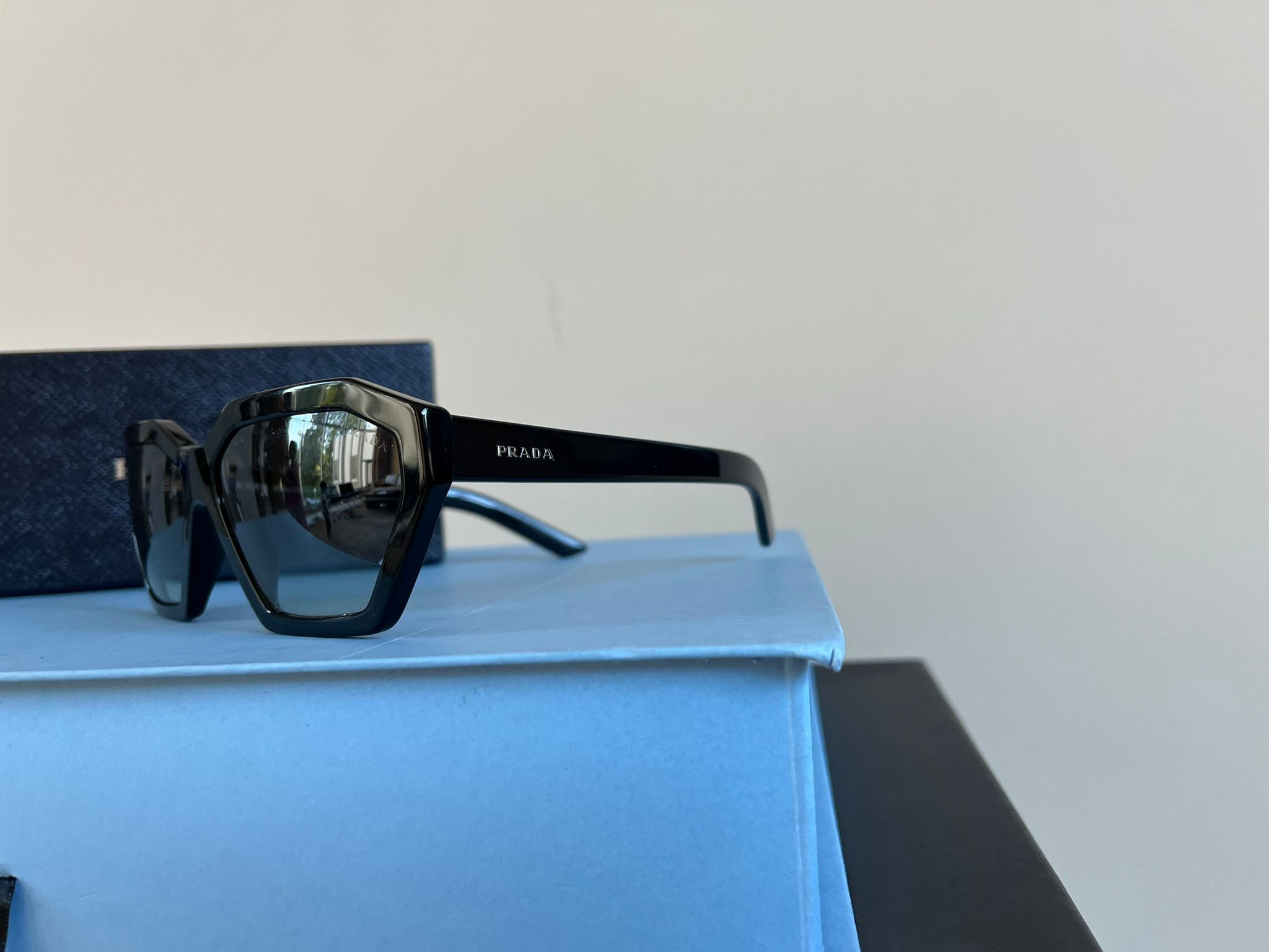 Prada Hexagon Shaped Sunglasses in Black Size ONE SIZE - 2 Thumbnail