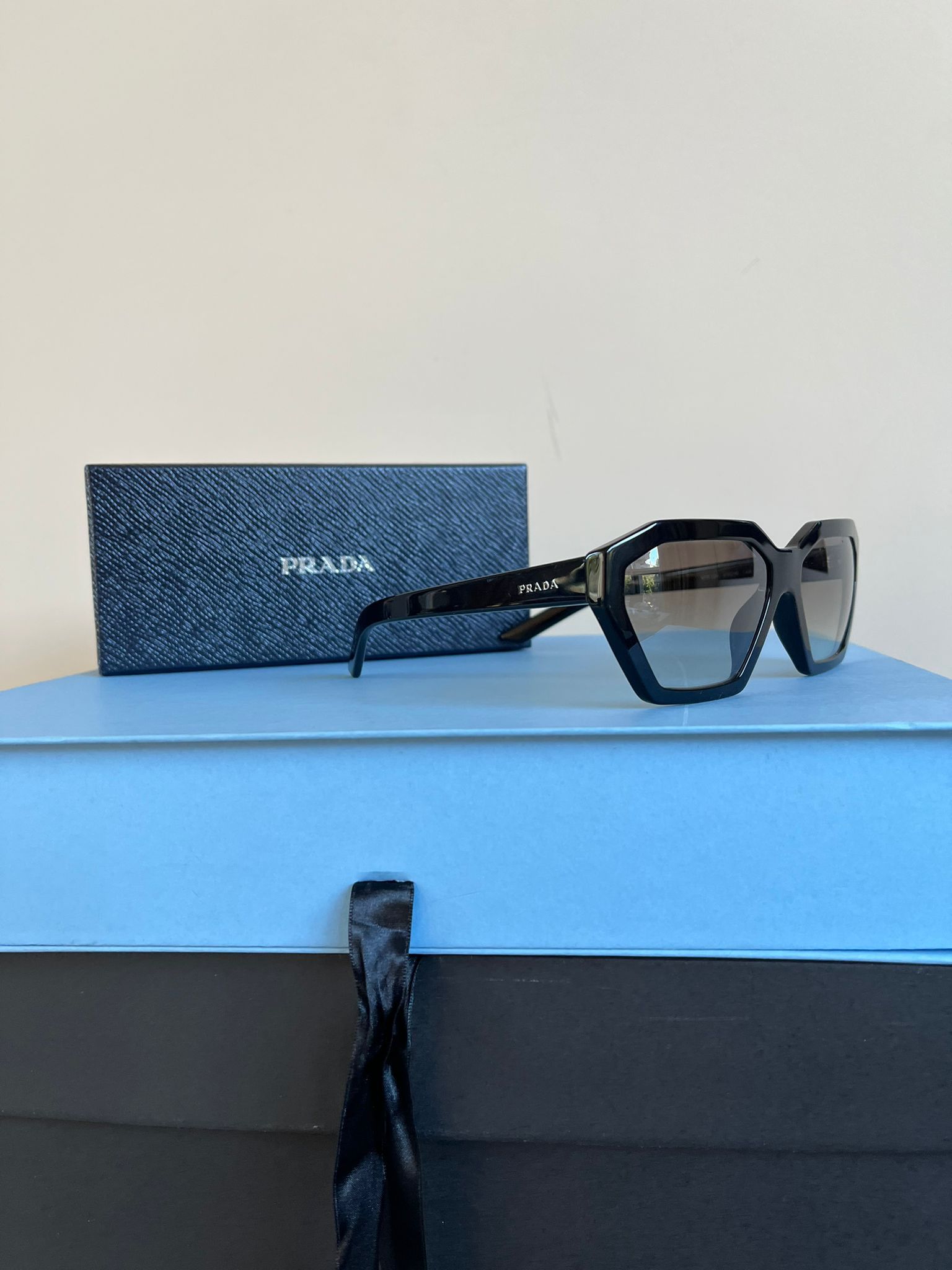 Prada Hexagon Shaped Sunglasses in Black Size ONE SIZE - 4 Thumbnail