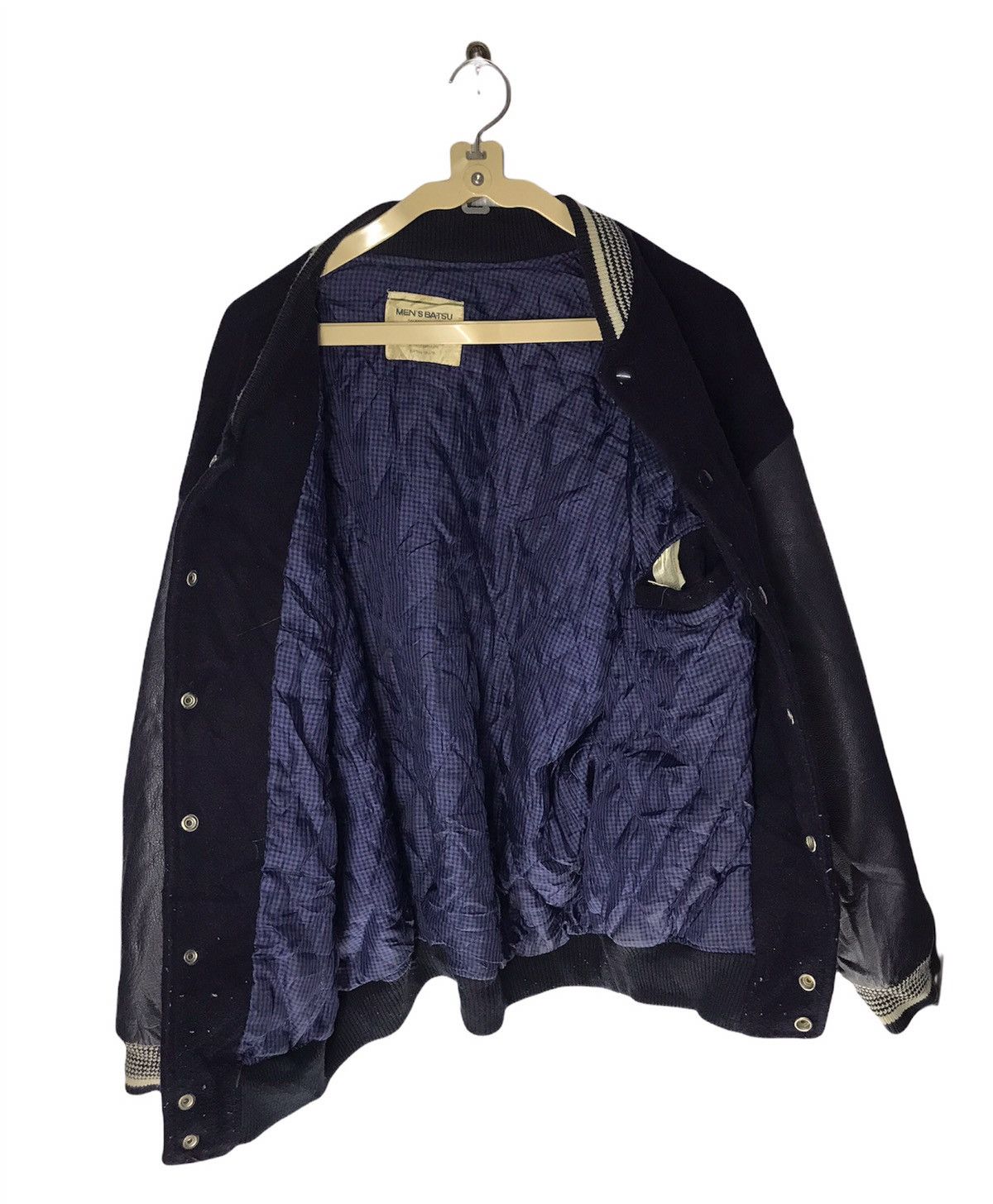 Japanese Brand × Vintage Vintage men’s ba-tsu spellout varsity leather sleeve jacket Size US L / EU 52-54 / 3 - 3 Thumbnail