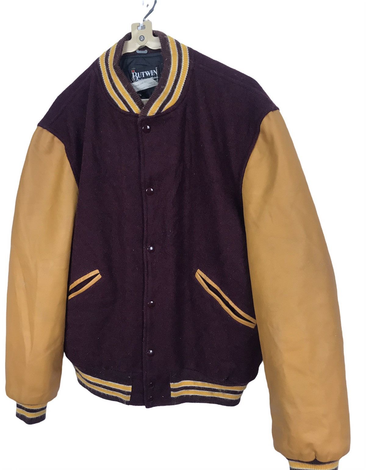 Vintage Vintage butwin union made leather sleeve wool varsity Size US L / EU 52-54 / 3 - 3 Thumbnail