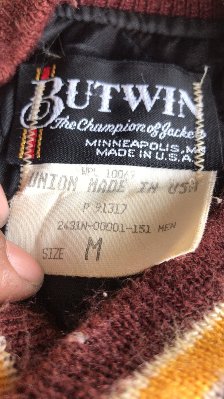Vintage Vintage butwin union made leather sleeve wool varsity Size US L / EU 52-54 / 3 - 6 Thumbnail