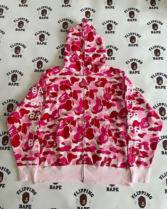 A Bathing Ape Men ABC Camo Bape Full Zip Hoodie (pink)