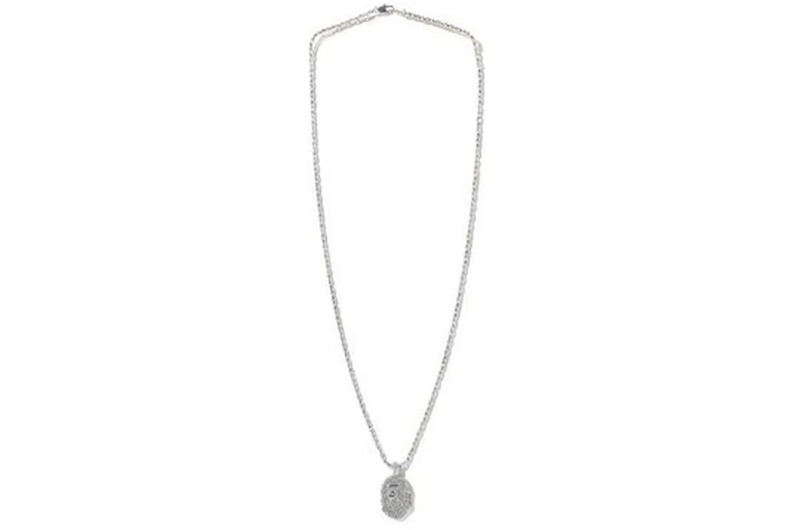 Bape BAPE Large Rhinestone Ape Head Necklace Silver Size ONE SIZE - 2 Thumbnail