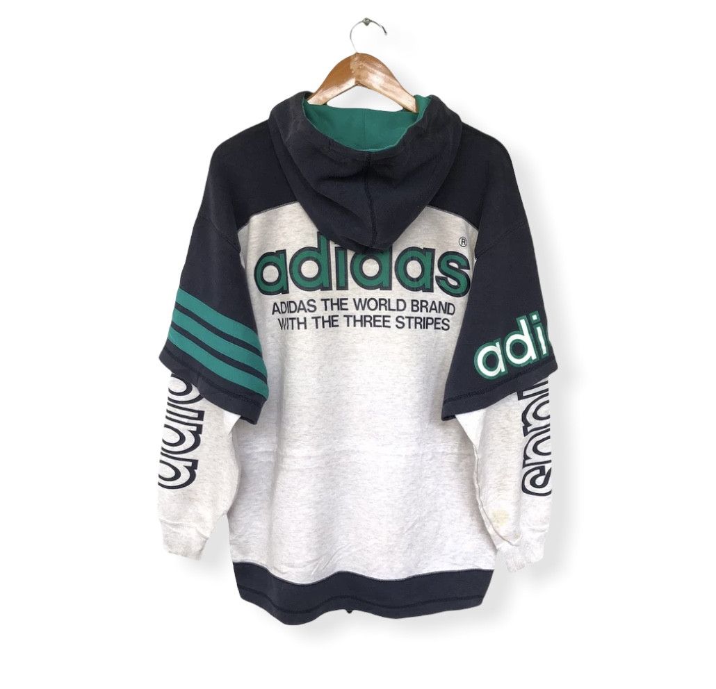 Adidas DOPE🔥 VINTAGE ADIDAS JAPAN BIG EMBROIDERIES LOGO HOODIE Size US XL / EU 56 / 4 - 2 Thumbnail