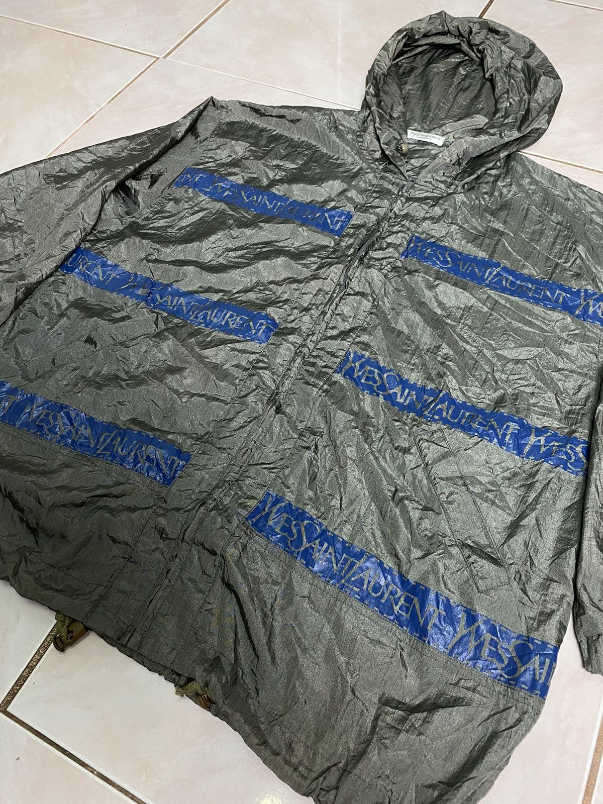 Vintage × Yves Saint Laurent Vintage Yves Saint Laurent Pour Homme Tape Nylon Jacket Size US L / EU 52-54 / 3 - 6 Thumbnail