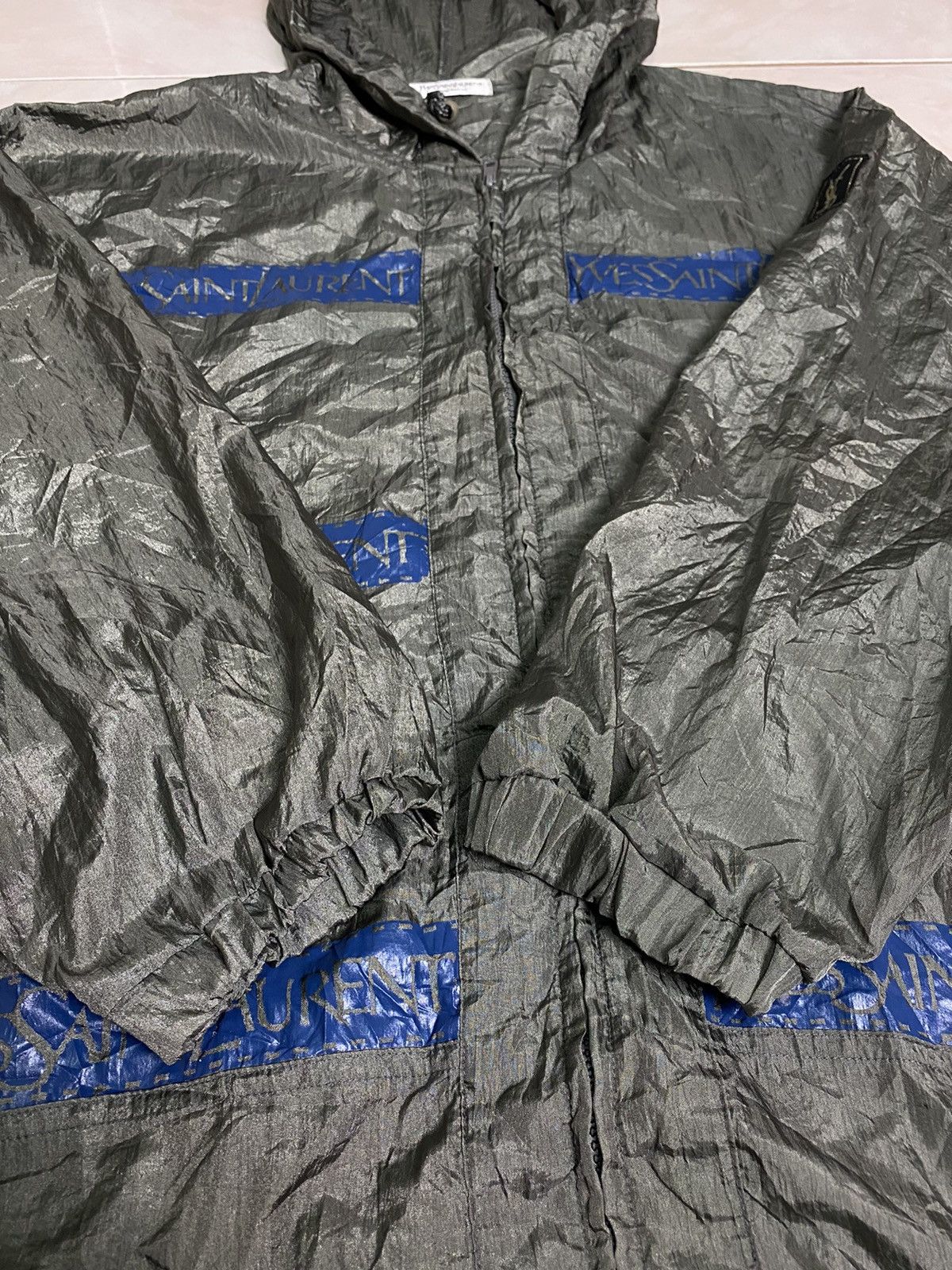 Vintage × Yves Saint Laurent Vintage Yves Saint Laurent Pour Homme Tape Nylon Jacket Size US L / EU 52-54 / 3 - 10 Thumbnail