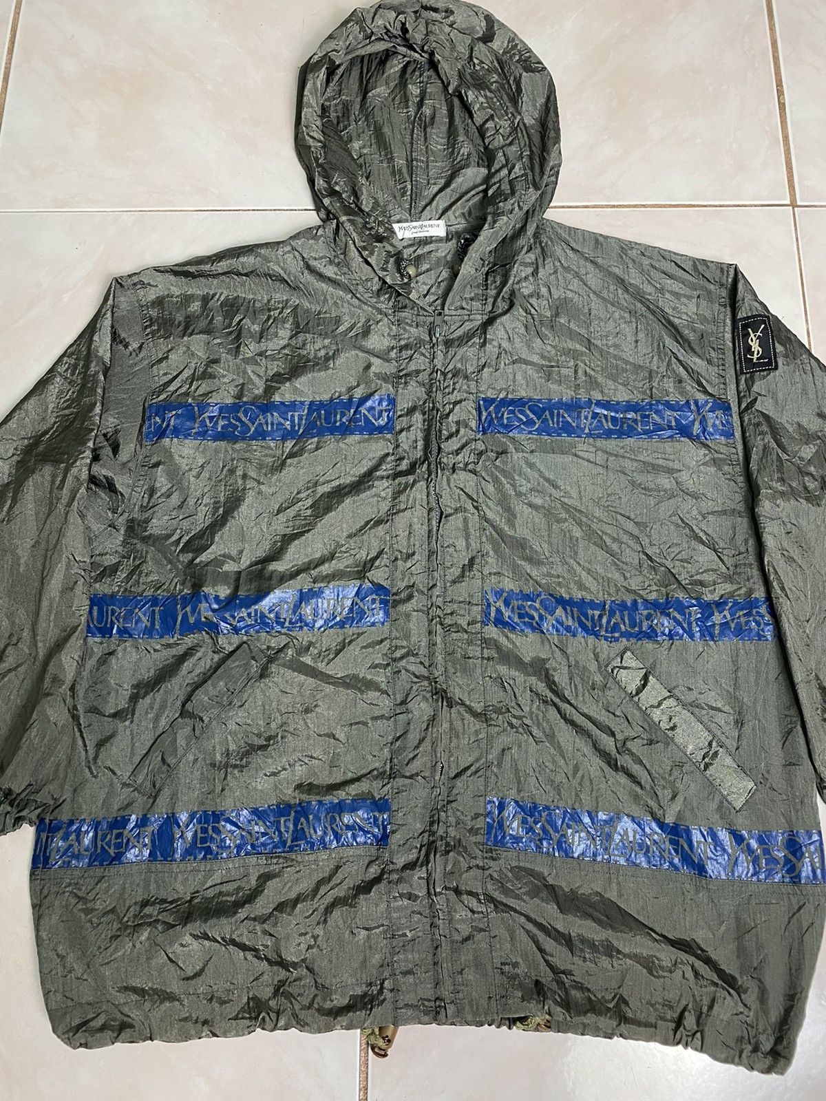 Vintage × Yves Saint Laurent Vintage Yves Saint Laurent Pour Homme Tape Nylon Jacket Size US L / EU 52-54 / 3 - 3 Thumbnail