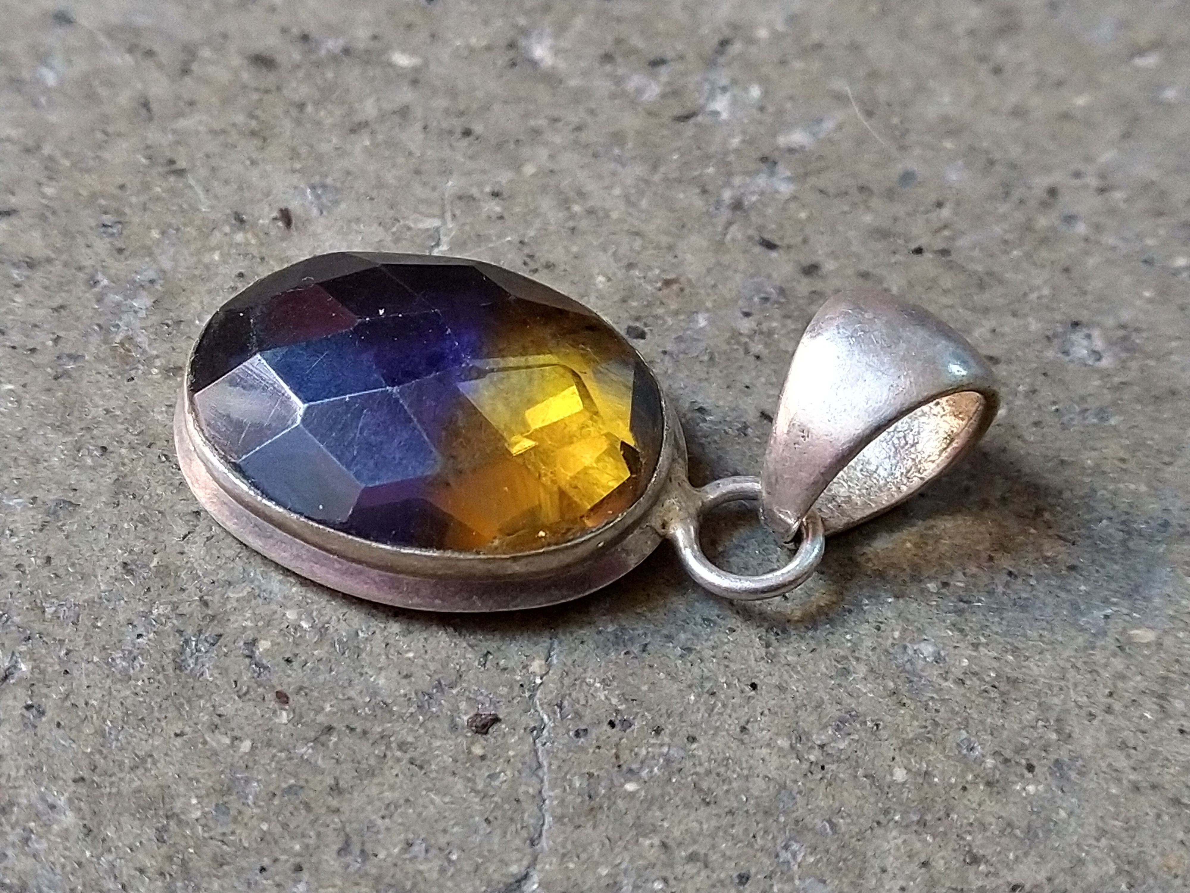 Jewelry Sterling Silver Pendant Ametrine Purple Yellow Oval Faceted Size ONE SIZE - 3 Thumbnail