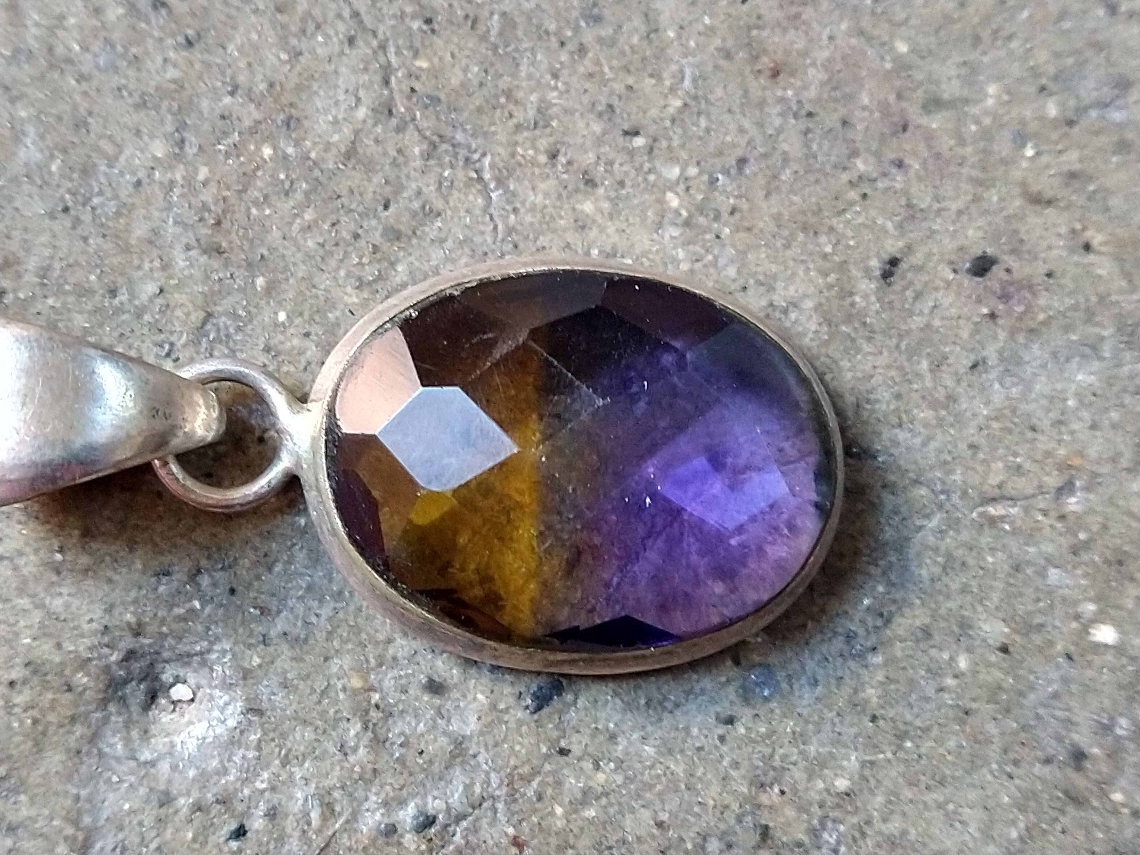 Jewelry Sterling Silver Pendant Ametrine Purple Yellow Oval Faceted Size ONE SIZE - 5 Thumbnail