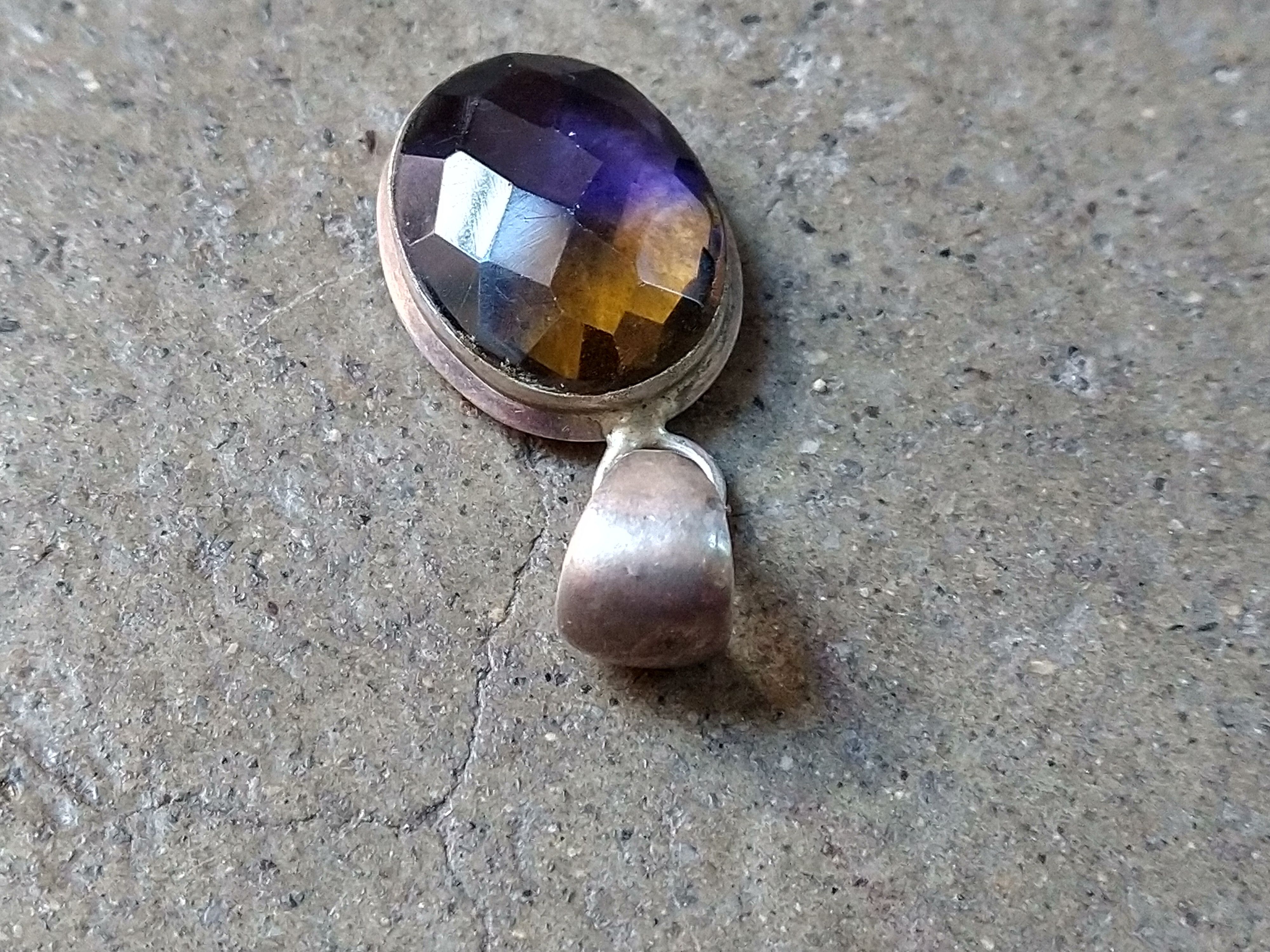 Jewelry Sterling Silver Pendant Ametrine Purple Yellow Oval Faceted Size ONE SIZE - 4 Thumbnail