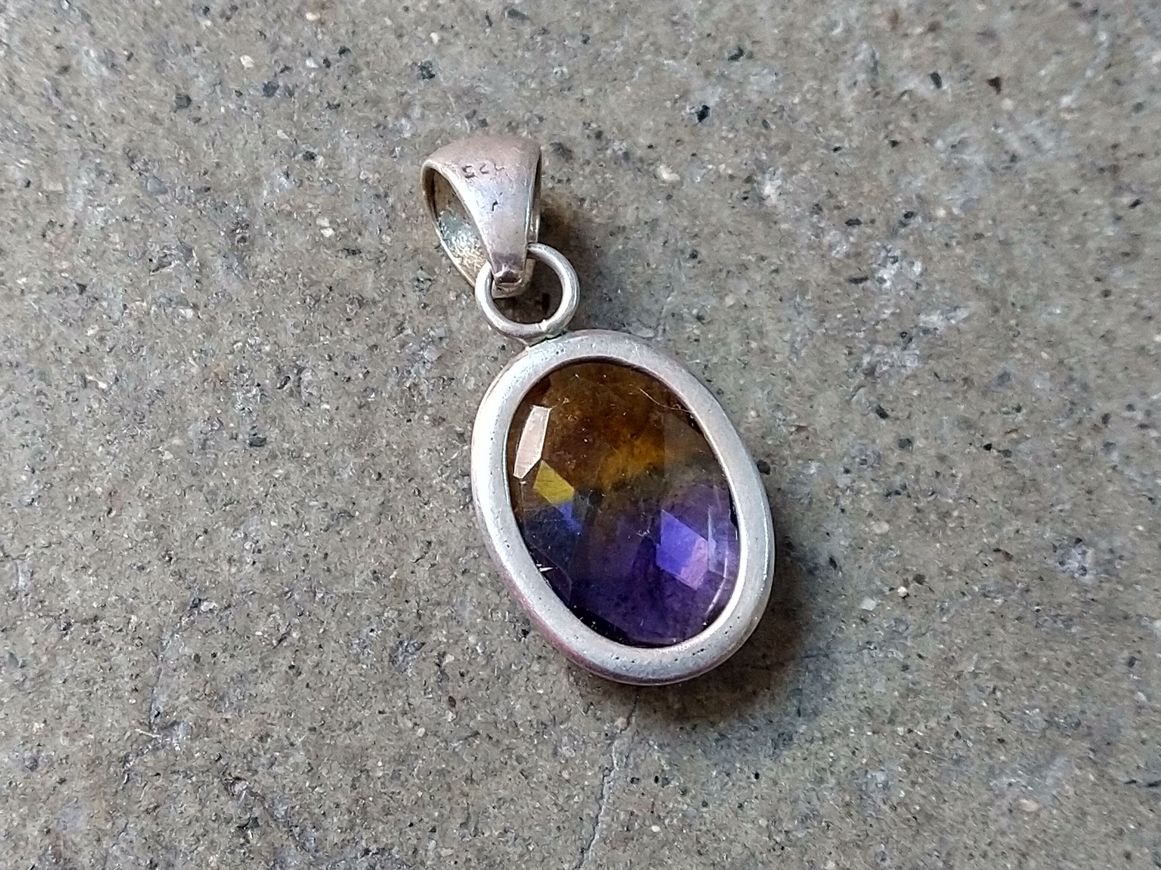 Jewelry Sterling Silver Pendant Ametrine Purple Yellow Oval Faceted Size ONE SIZE - 6 Thumbnail