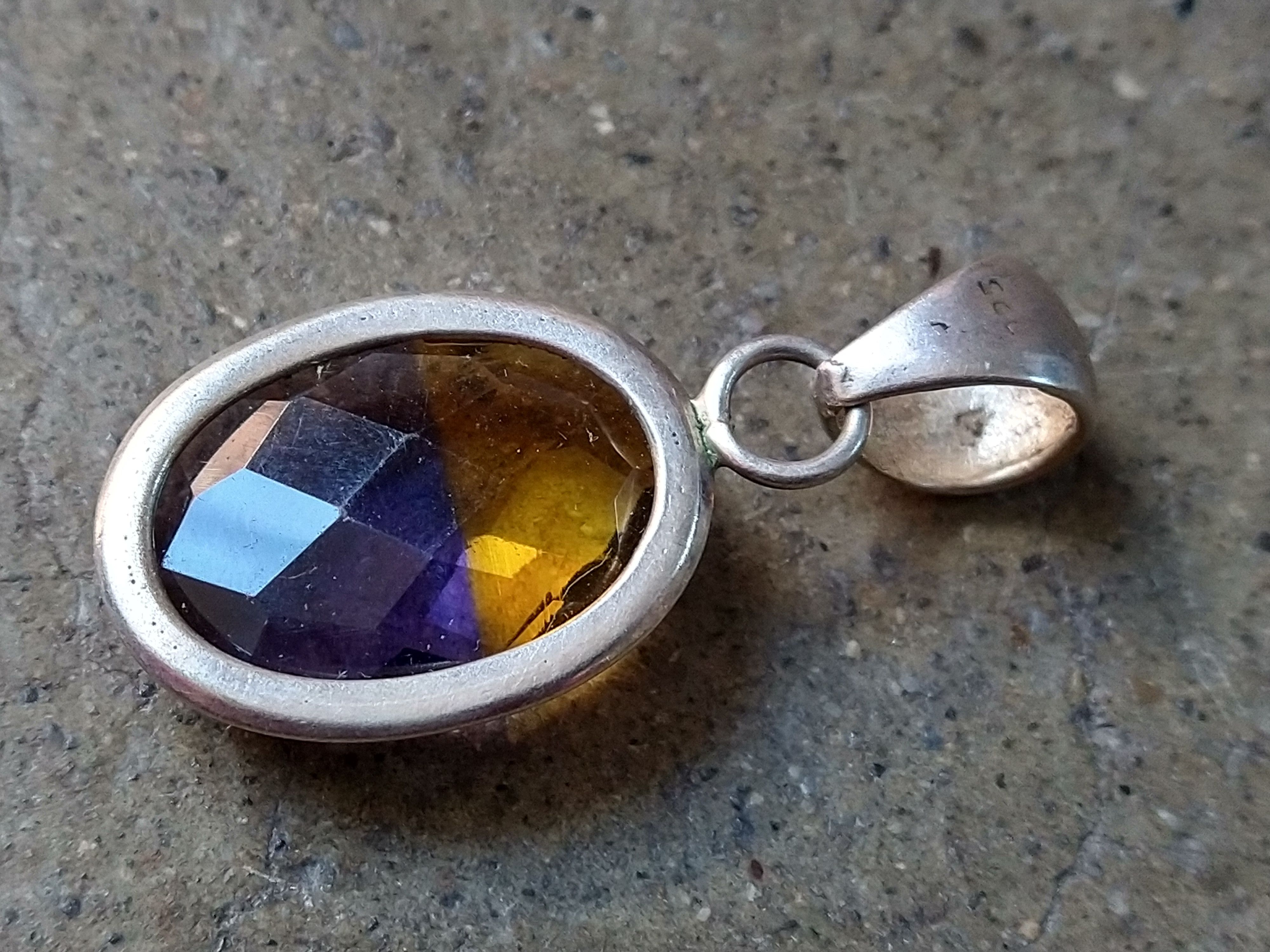 Jewelry Sterling Silver Pendant Ametrine Purple Yellow Oval Faceted Size ONE SIZE - 7 Thumbnail