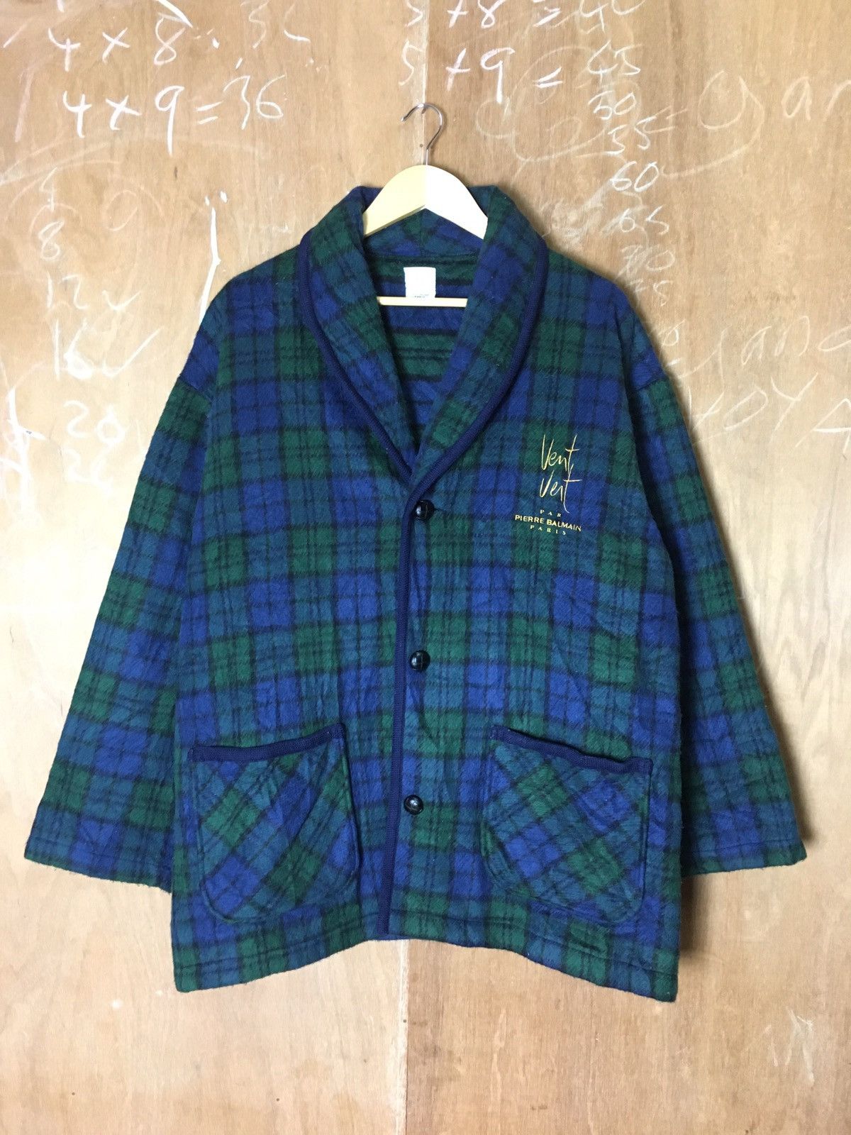 Balmain × Designer × Pierre Balmain Vintage Pierre Balmain Paris Chekered Jacket Coats Size US L / EU 52-54 / 3 - 1 Thumbnail