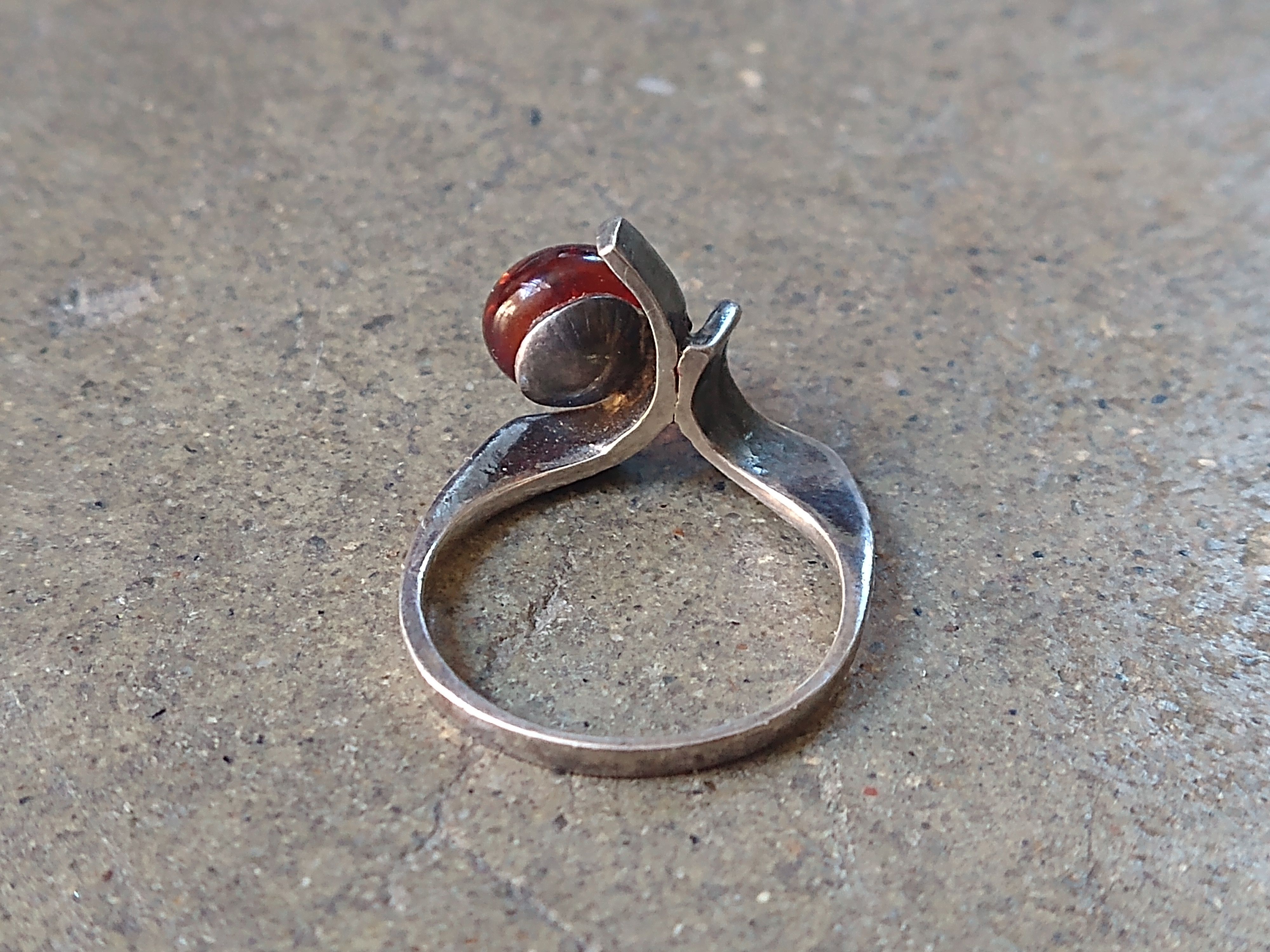 Sterling Silver × Vintage Vintage Sterling Silver Ring Size 7.25 Amber Modern Size ONE SIZE - 7 Thumbnail