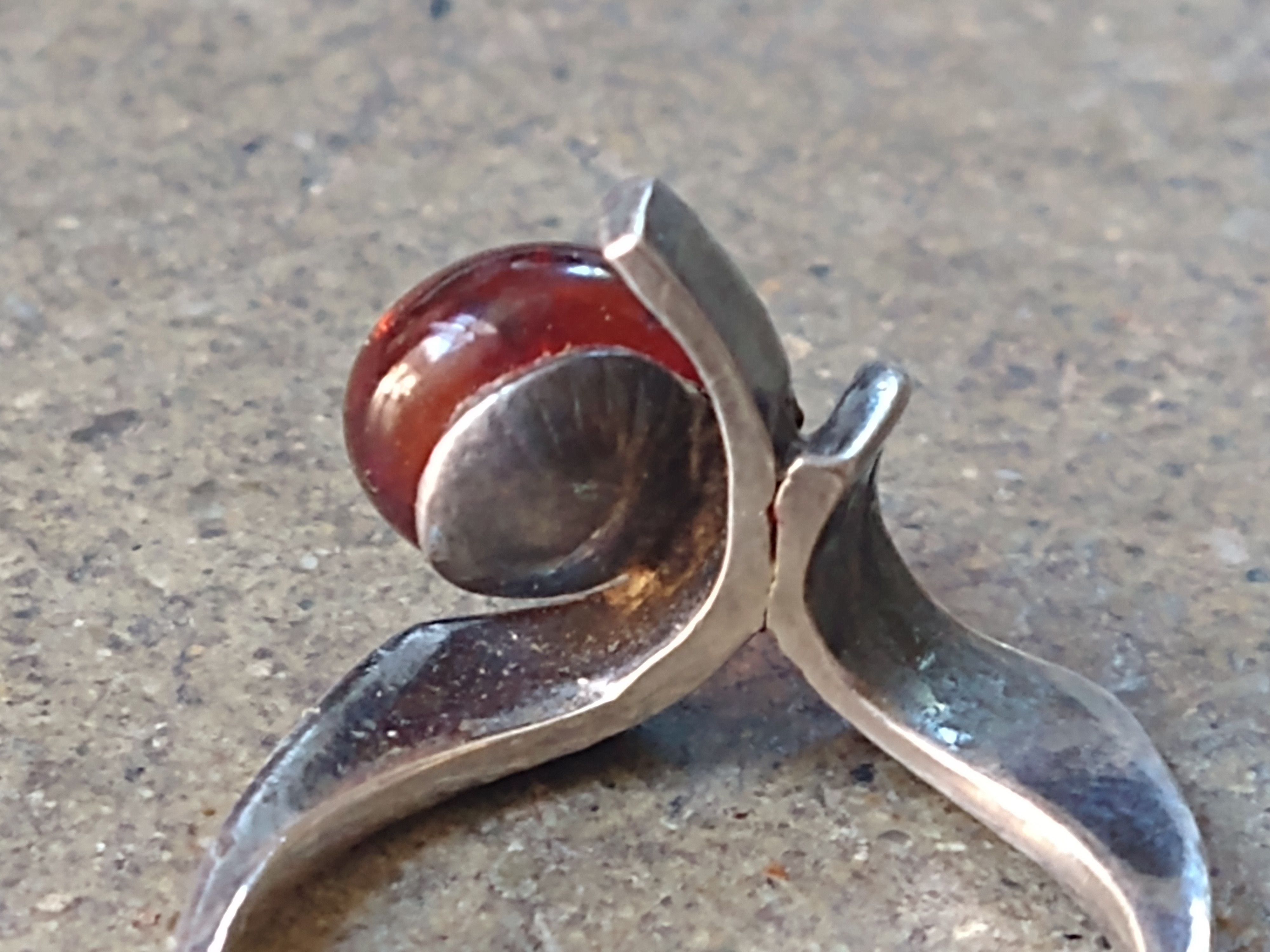 Sterling Silver × Vintage Vintage Sterling Silver Ring Size 7.25 Amber Modern Size ONE SIZE - 8 Thumbnail