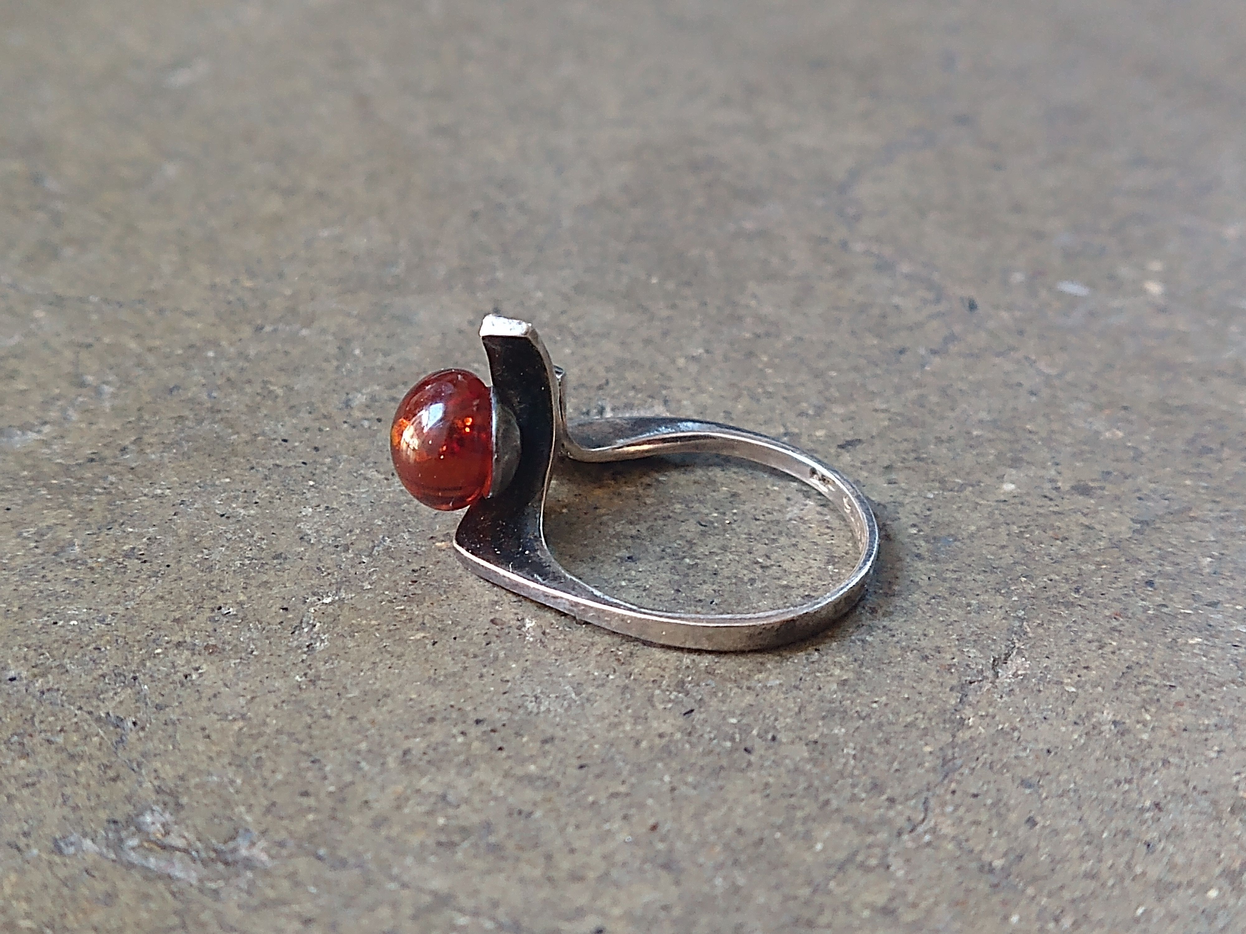 Sterling Silver × Vintage Vintage Sterling Silver Ring Size 7.25 Amber Modern Size ONE SIZE - 4 Thumbnail