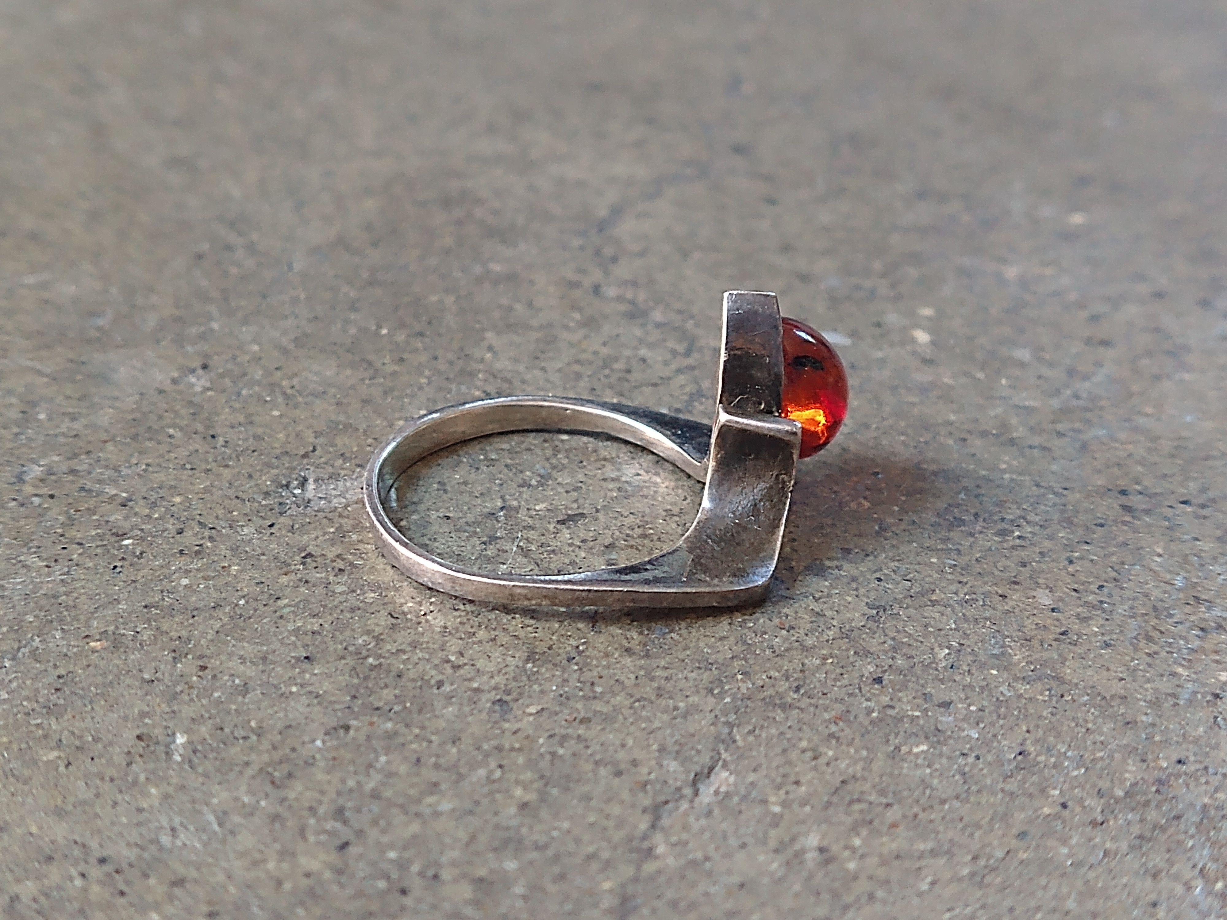 Sterling Silver × Vintage Vintage Sterling Silver Ring Size 7.25 Amber Modern Size ONE SIZE - 5 Thumbnail
