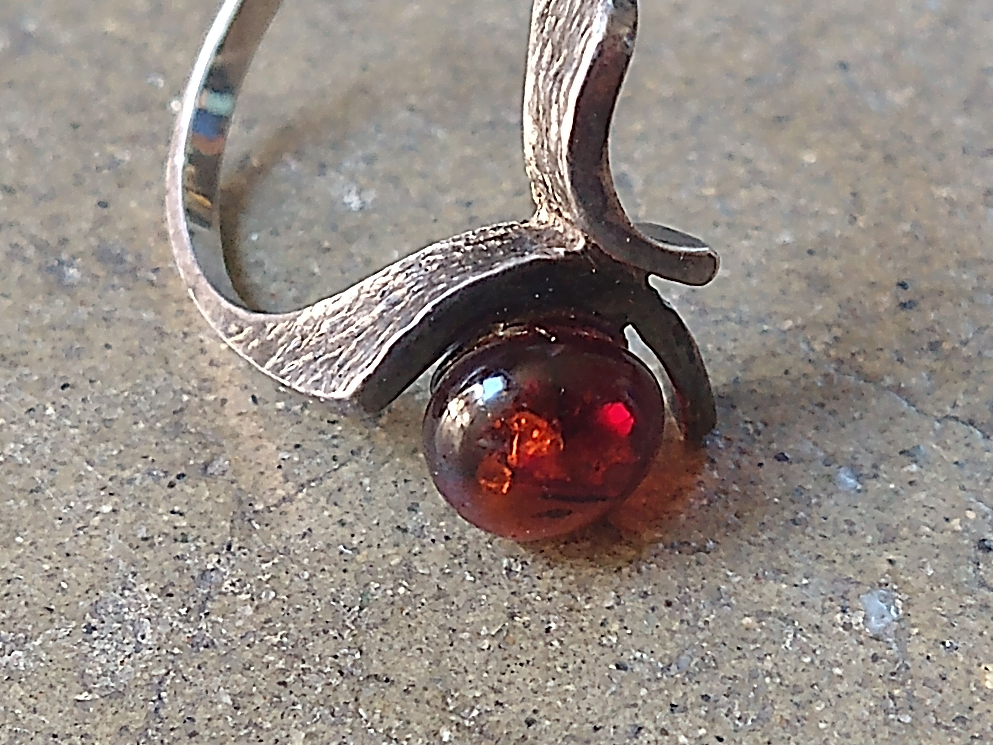 Sterling Silver × Vintage Vintage Sterling Silver Ring Size 7.25 Amber Modern Size ONE SIZE - 10 Thumbnail