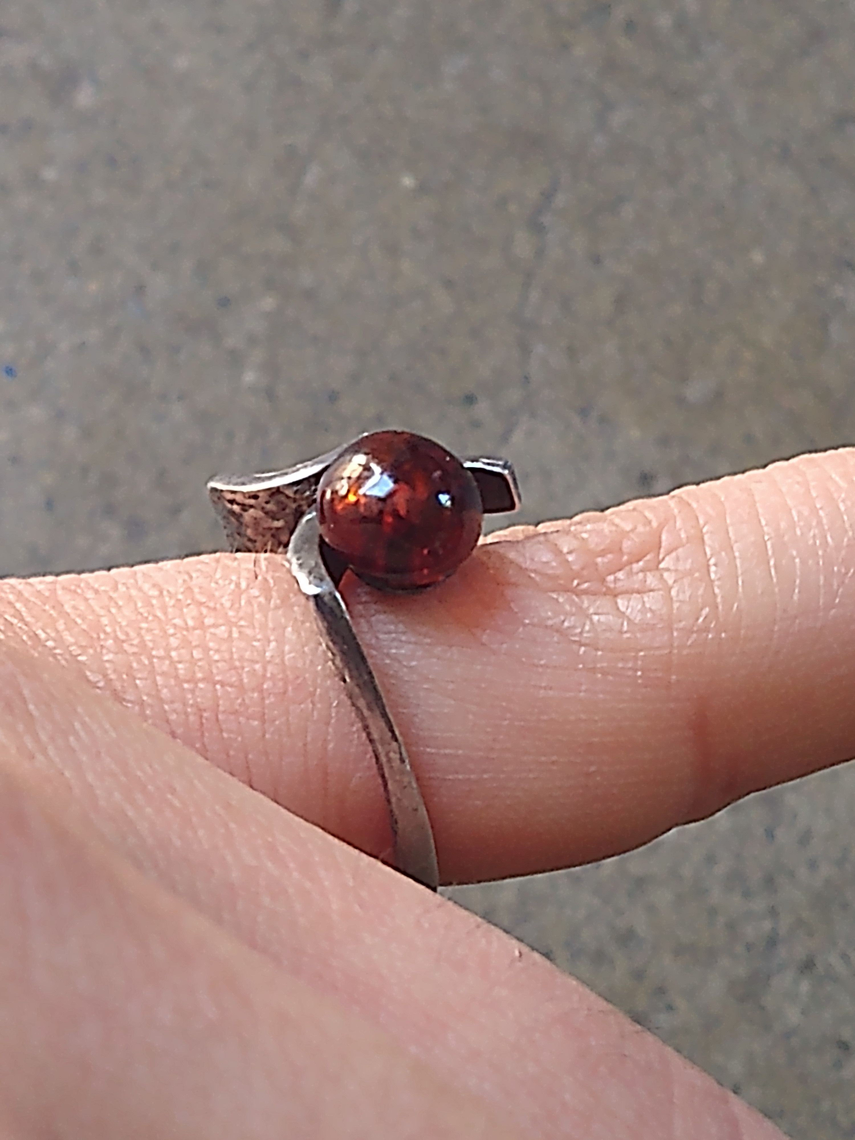Sterling Silver × Vintage Vintage Sterling Silver Ring Size 7.25 Amber Modern Size ONE SIZE - 15 Thumbnail