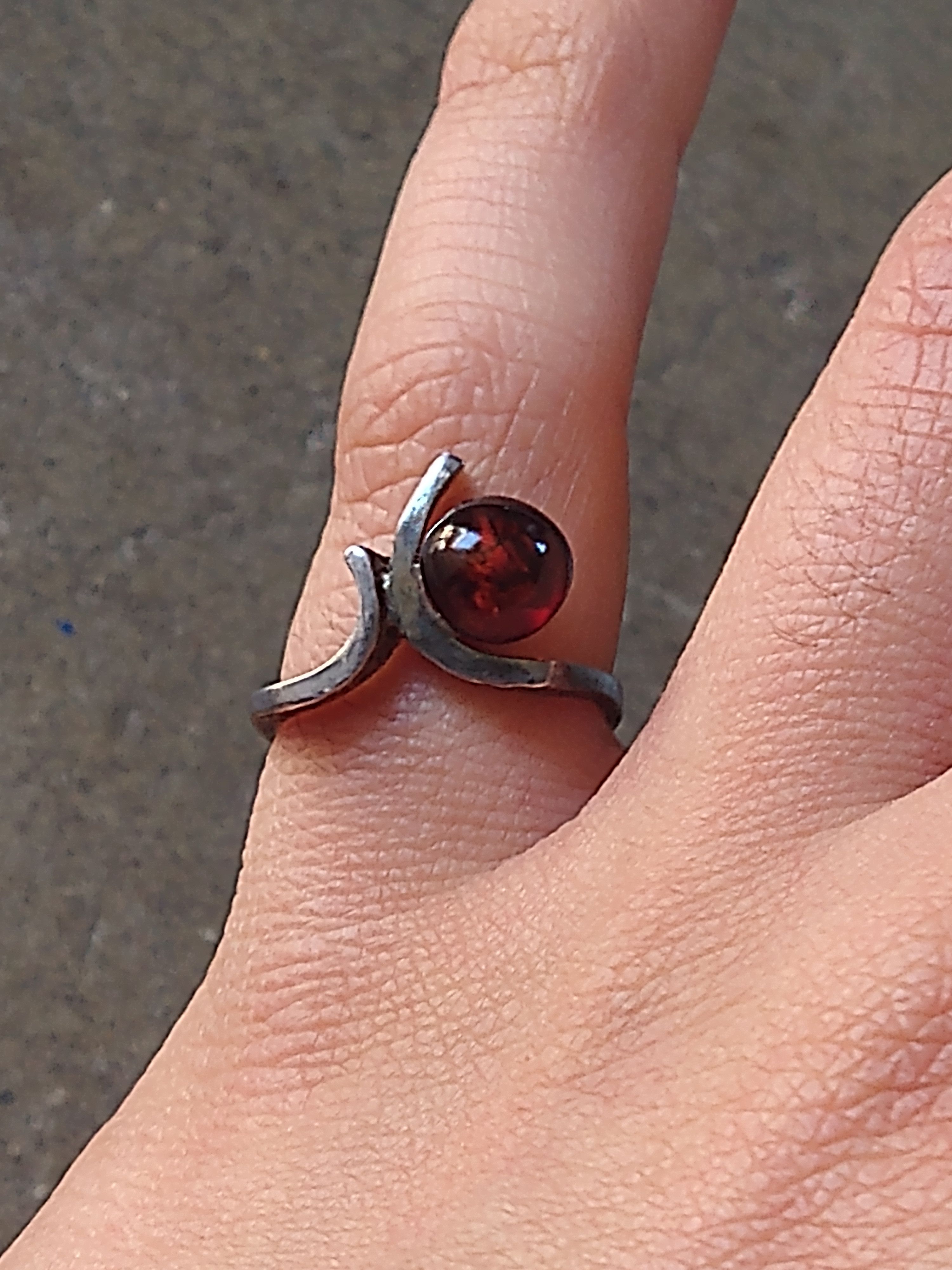 Sterling Silver × Vintage Vintage Sterling Silver Ring Size 7.25 Amber Modern Size ONE SIZE - 14 Thumbnail