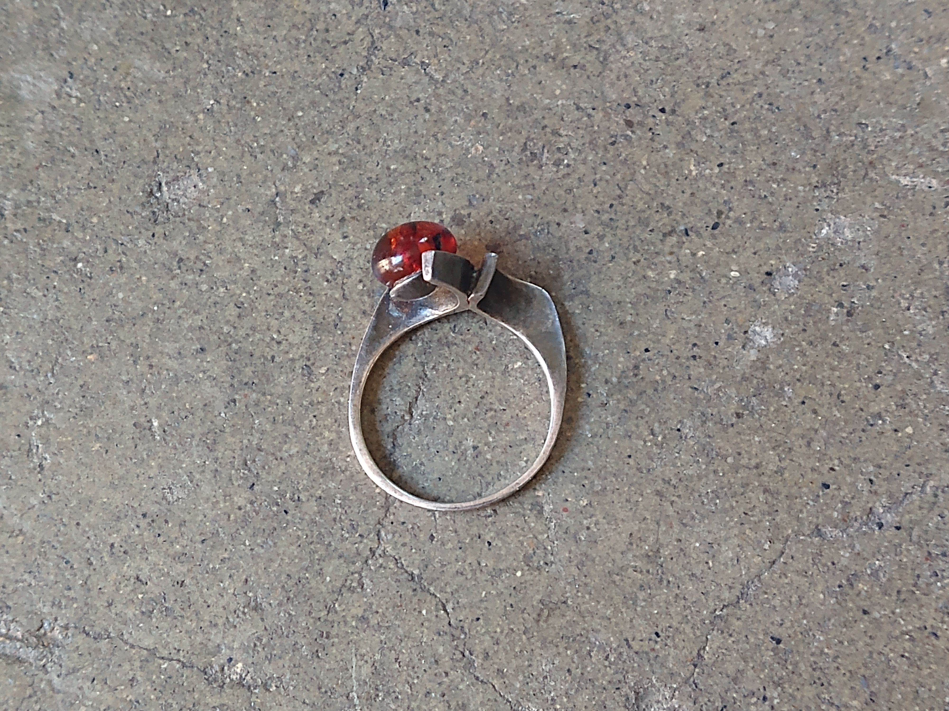 Sterling Silver × Vintage Vintage Sterling Silver Ring Size 7.25 Amber Modern Size ONE SIZE - 9 Thumbnail