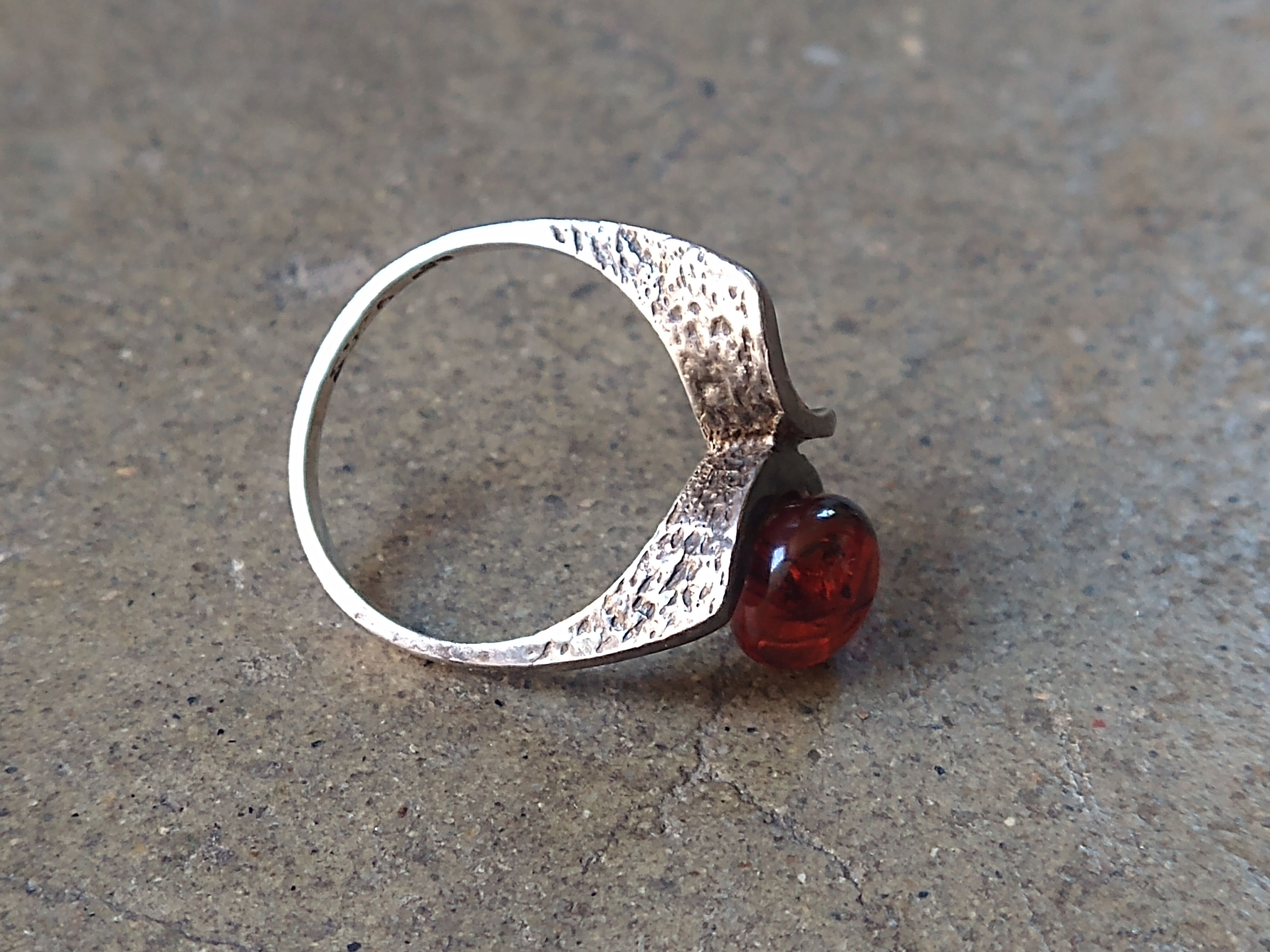Sterling Silver × Vintage Vintage Sterling Silver Ring Size 7.25 Amber Modern Size ONE SIZE - 12 Thumbnail