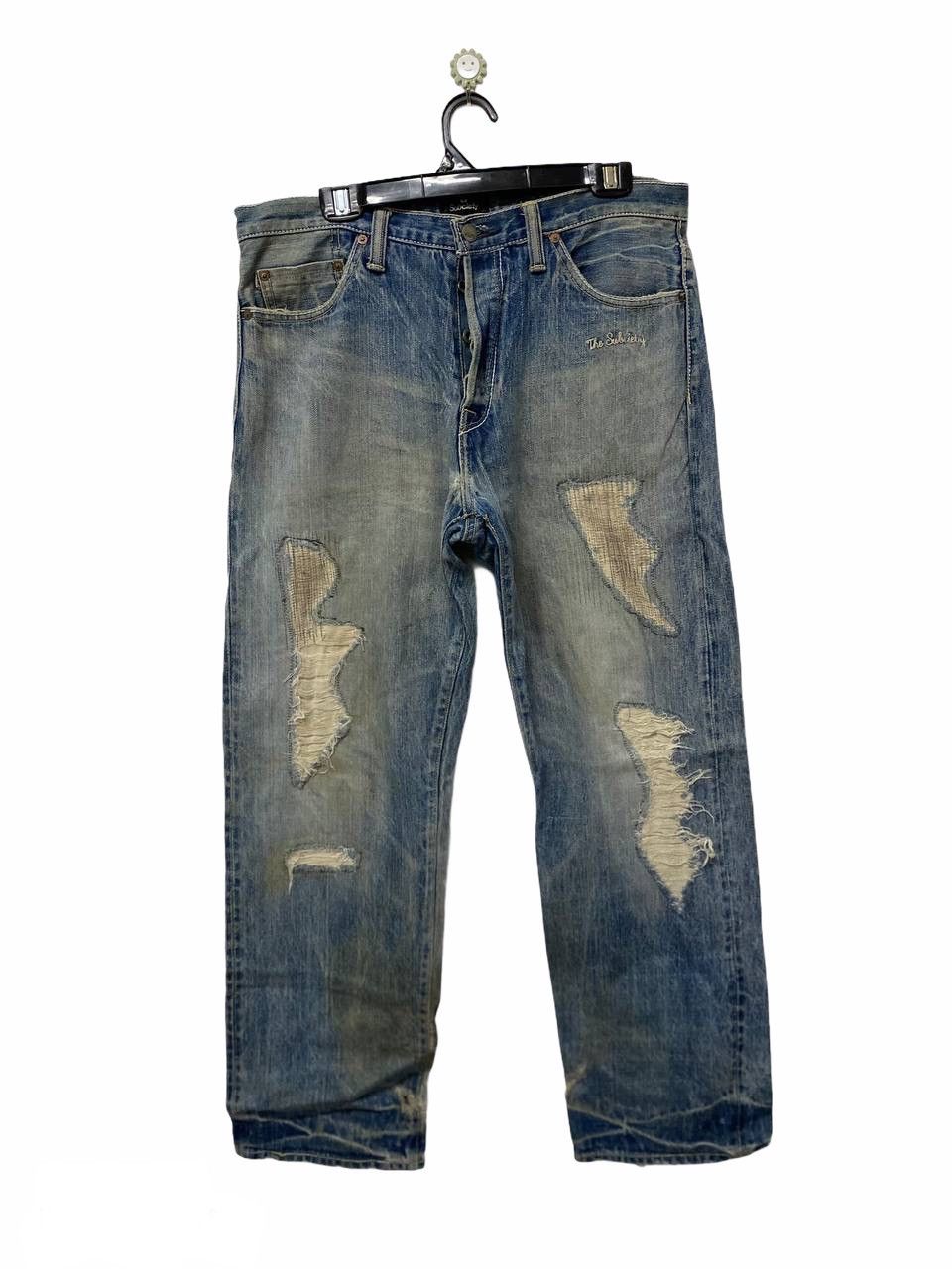 Japanese Brand Rare subciety jeans selvedge distressed shashiko denim Size US 36 / EU 52 - 1 Thumbnail