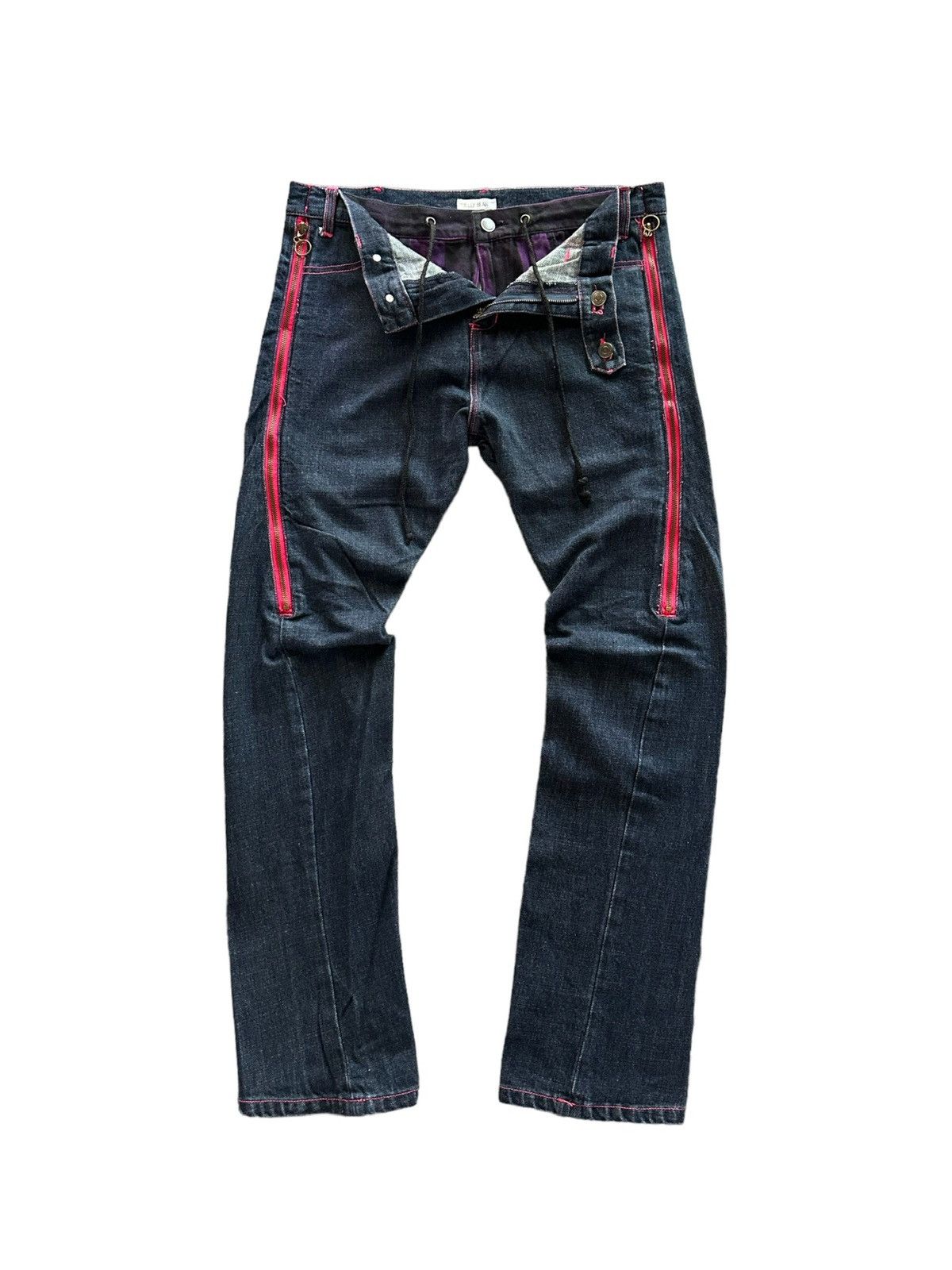 image of 20471120 x Beauty Beast Urahara - 00S Jelly Beans Double Button Jeans in Dark Blue Denim (Size 34)
