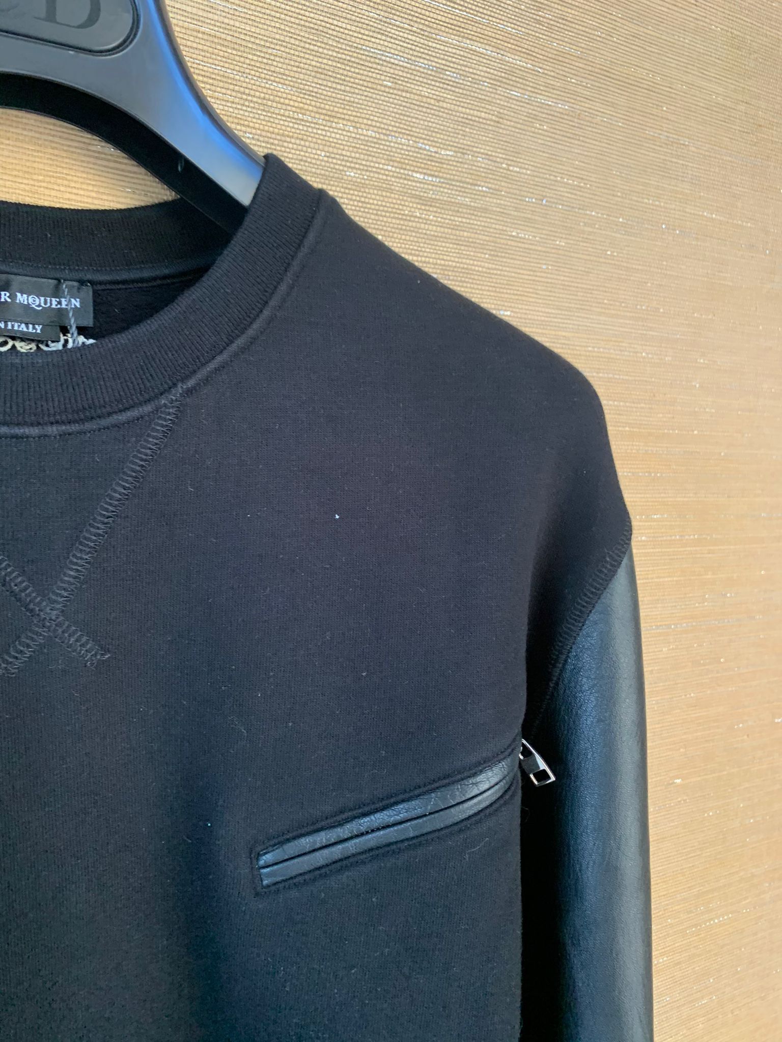 Alexander McQueen Leather Sleeve Crewneck Sweater in Black color Size US S / EU 44-46 / 1 - 8 Thumbnail