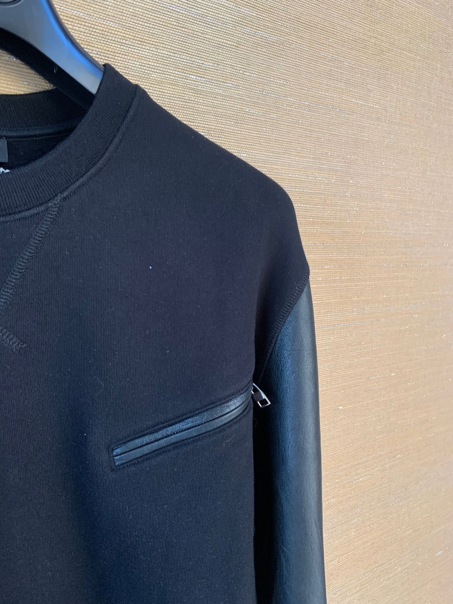 Alexander McQueen Leather Sleeve Crewneck Sweater in Black color Size US S / EU 44-46 / 1 - 5 Thumbnail